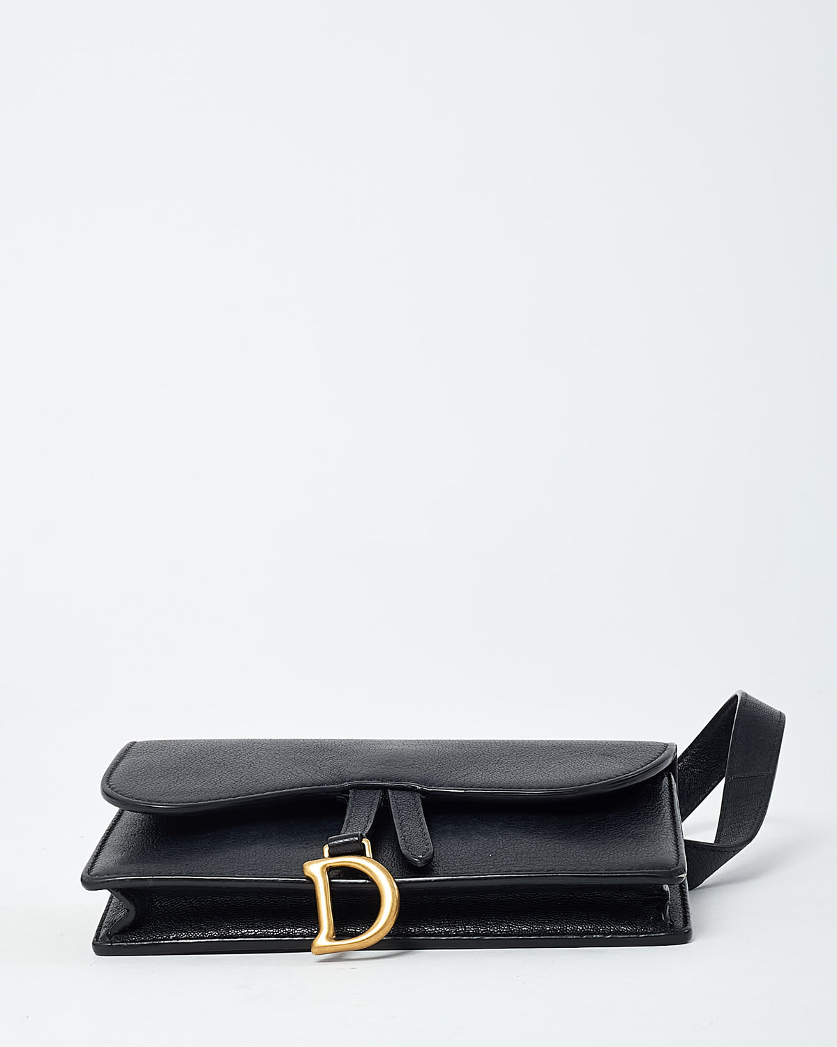 Dior Black Goatskin Leather Saddle Pouch Belt Bag GHW