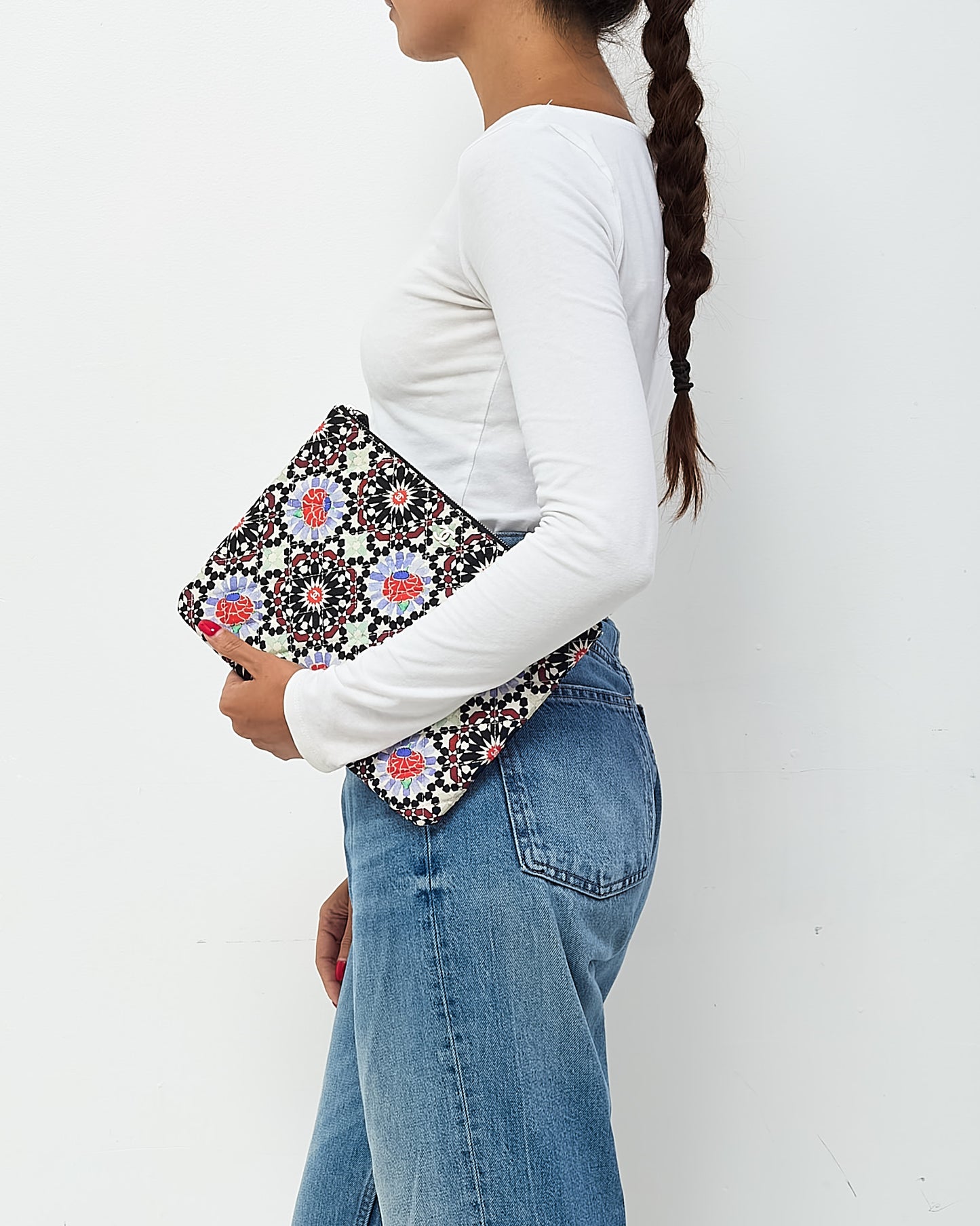 Chanel Multi Floral Printed Canvas Dubai Paris Medium O Case Zip Pouch
