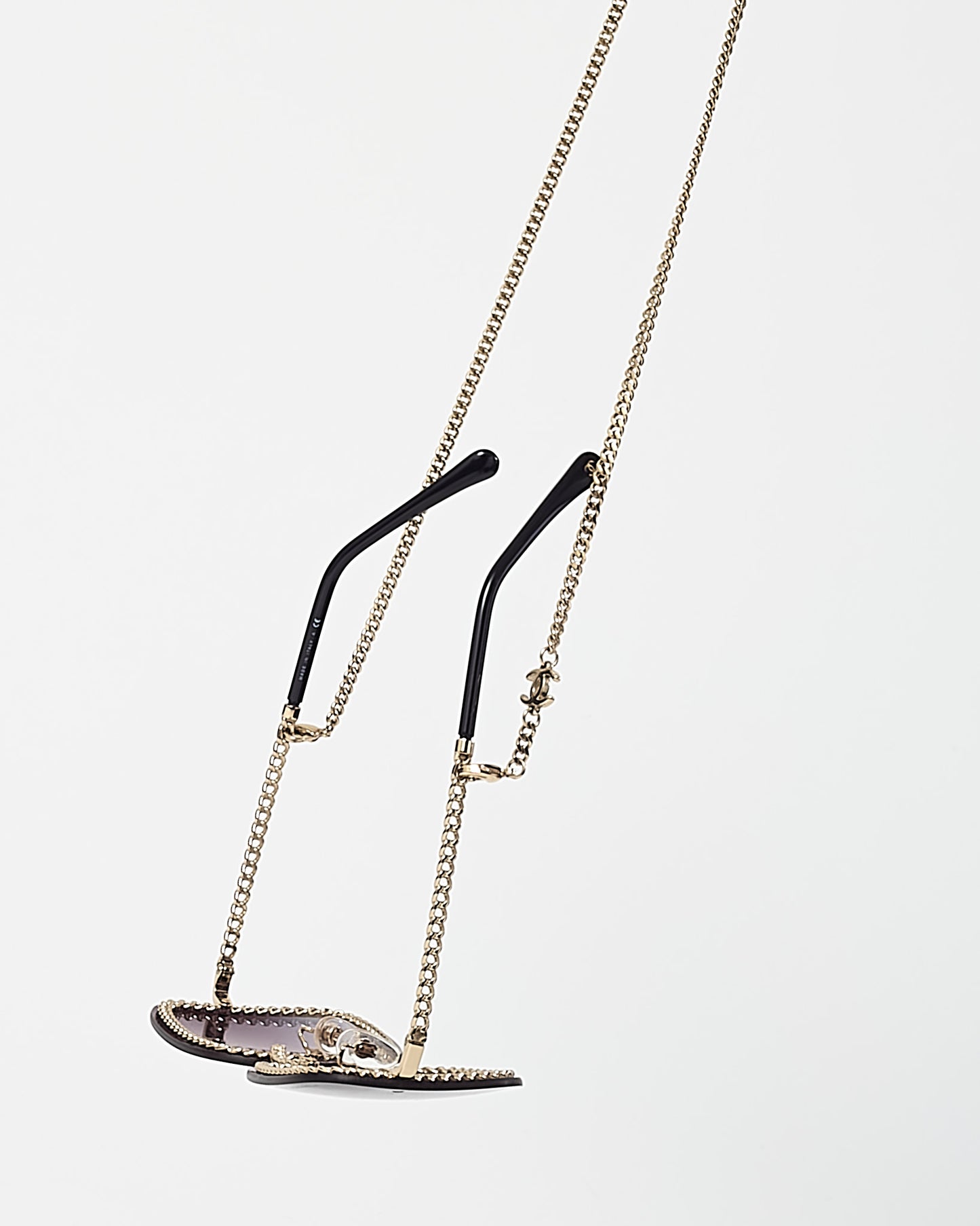 Chanel Black Rimless and Purple Lens Chain Detail 4244 Square Sunglasses with Removable Chain