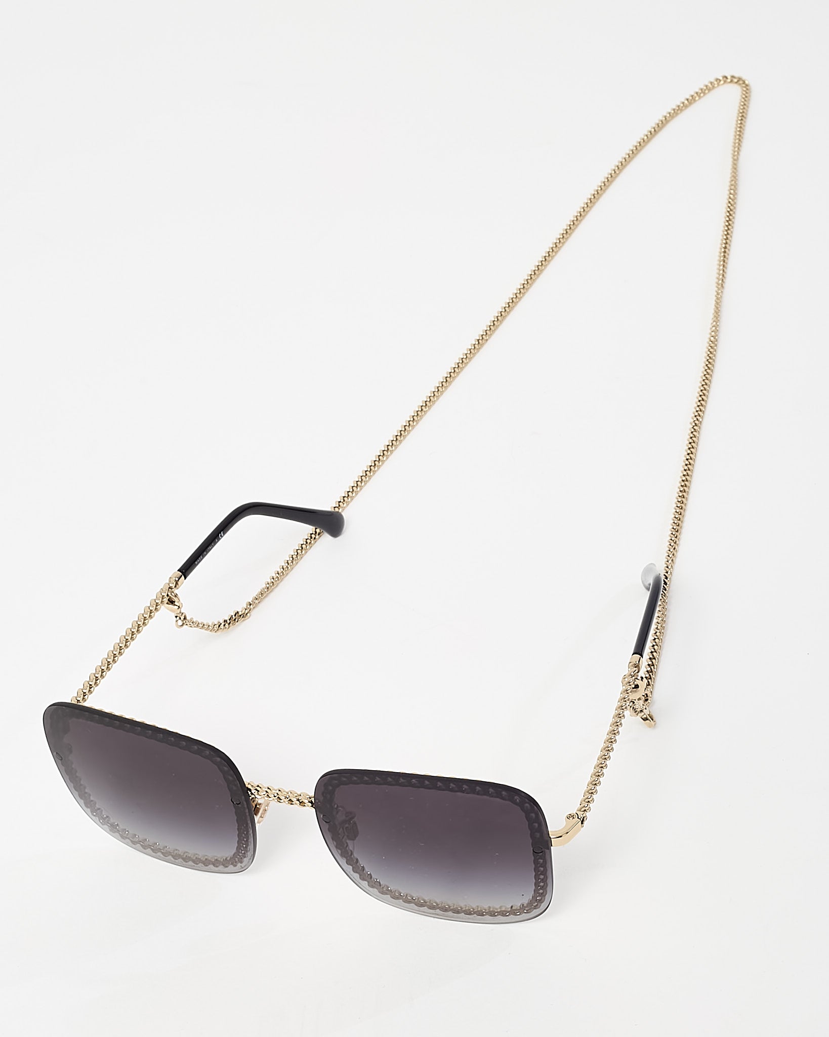 CHANEL サングラス 4245 チェーン　パープル　シャネル Buy Chanel Black Rimless and Purple Lens Chain Detail 4244 Square