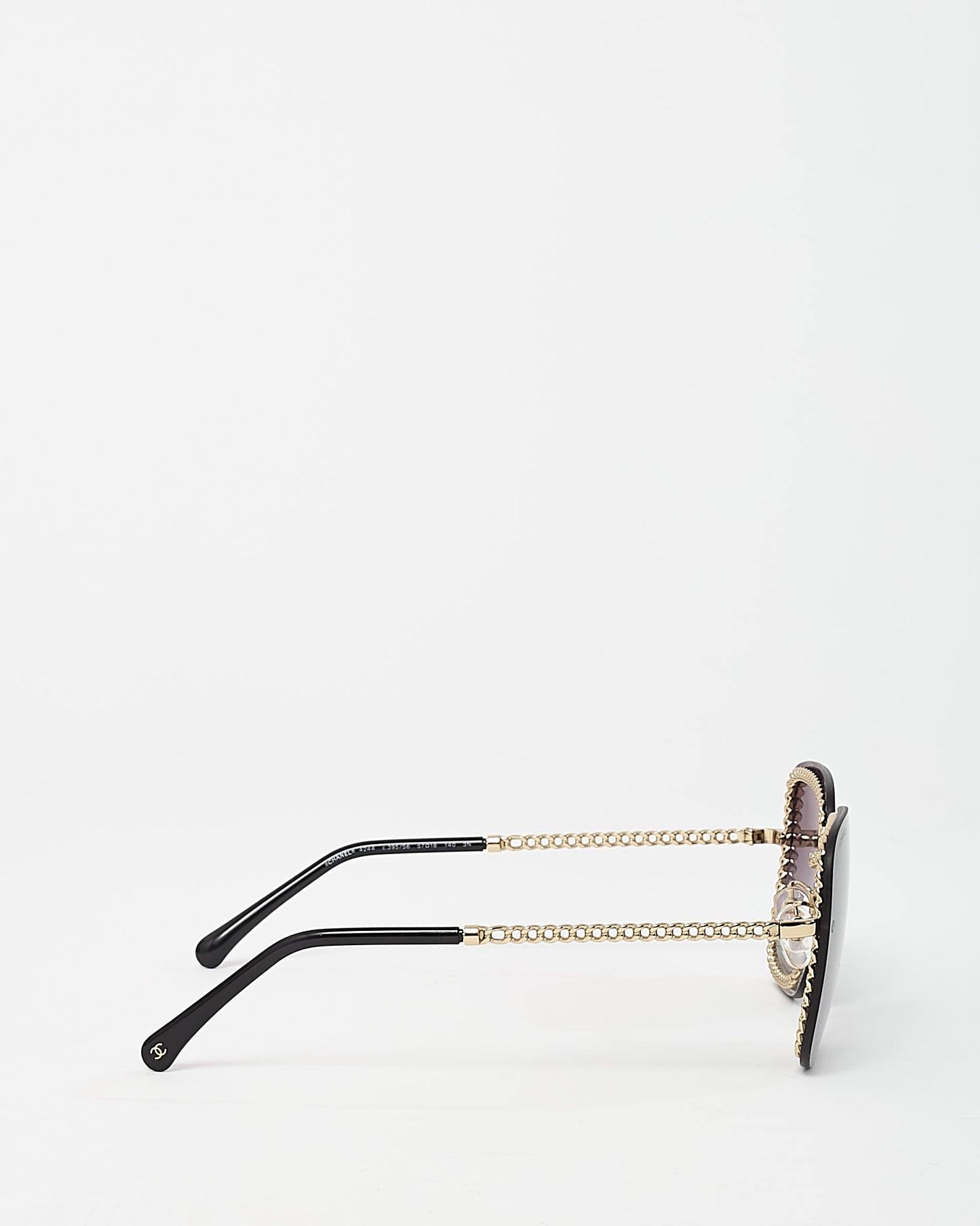 Chanel Black Rimless and Purple Lens Chain Detail 4244 Square Sunglasses with Removable Chain
