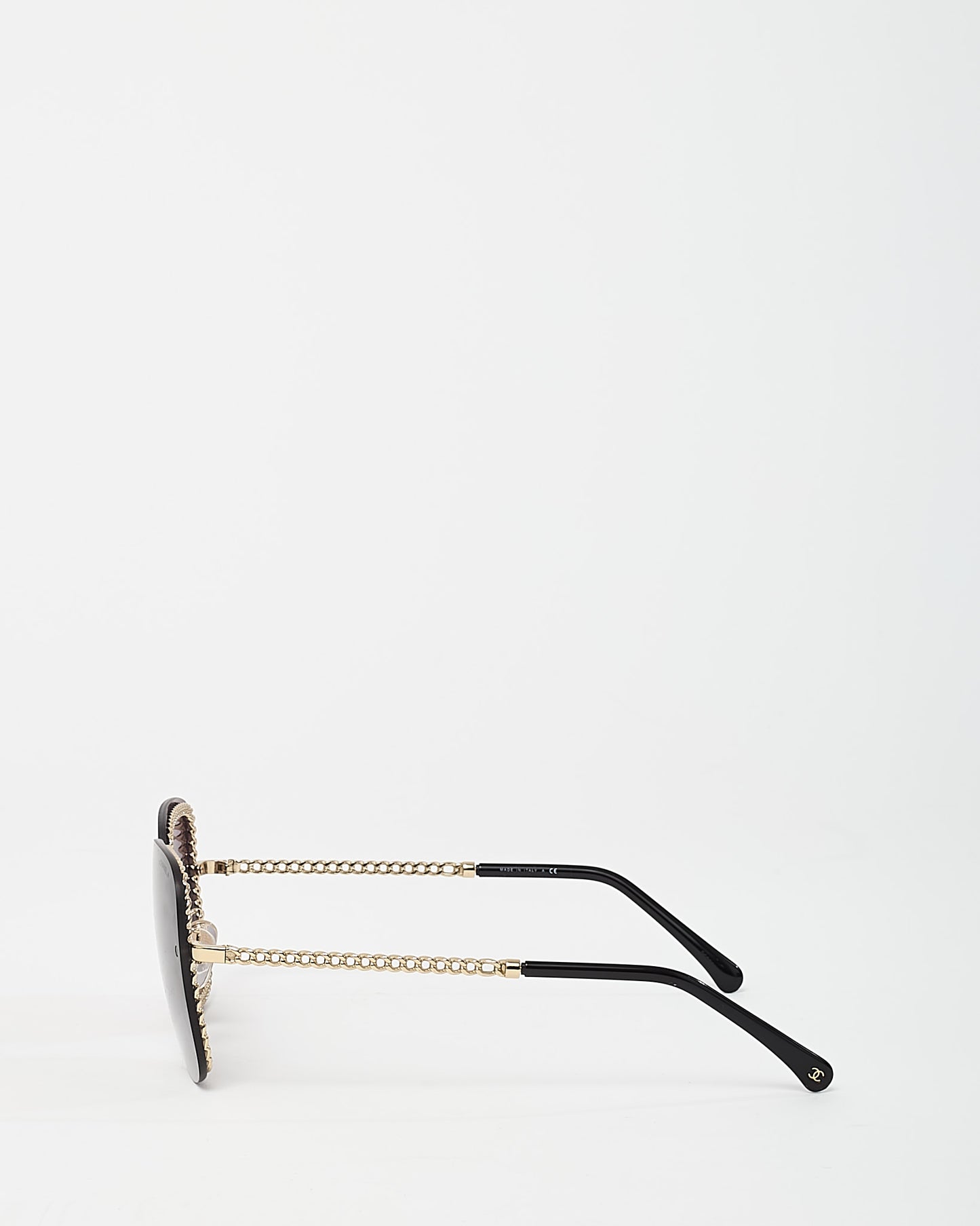 Chanel Black Rimless and Purple Lens Chain Detail 4244 Square Sunglasses with Removable Chain