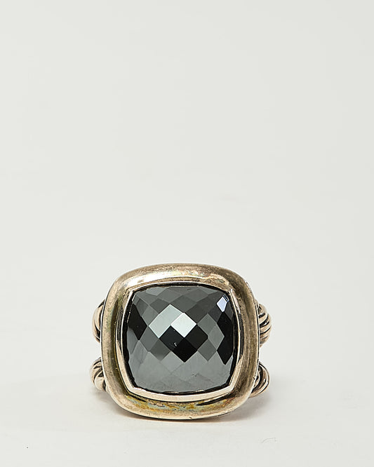 David Yurman Sterling Silver Hematine Stone 17mm Albion Ring - 6