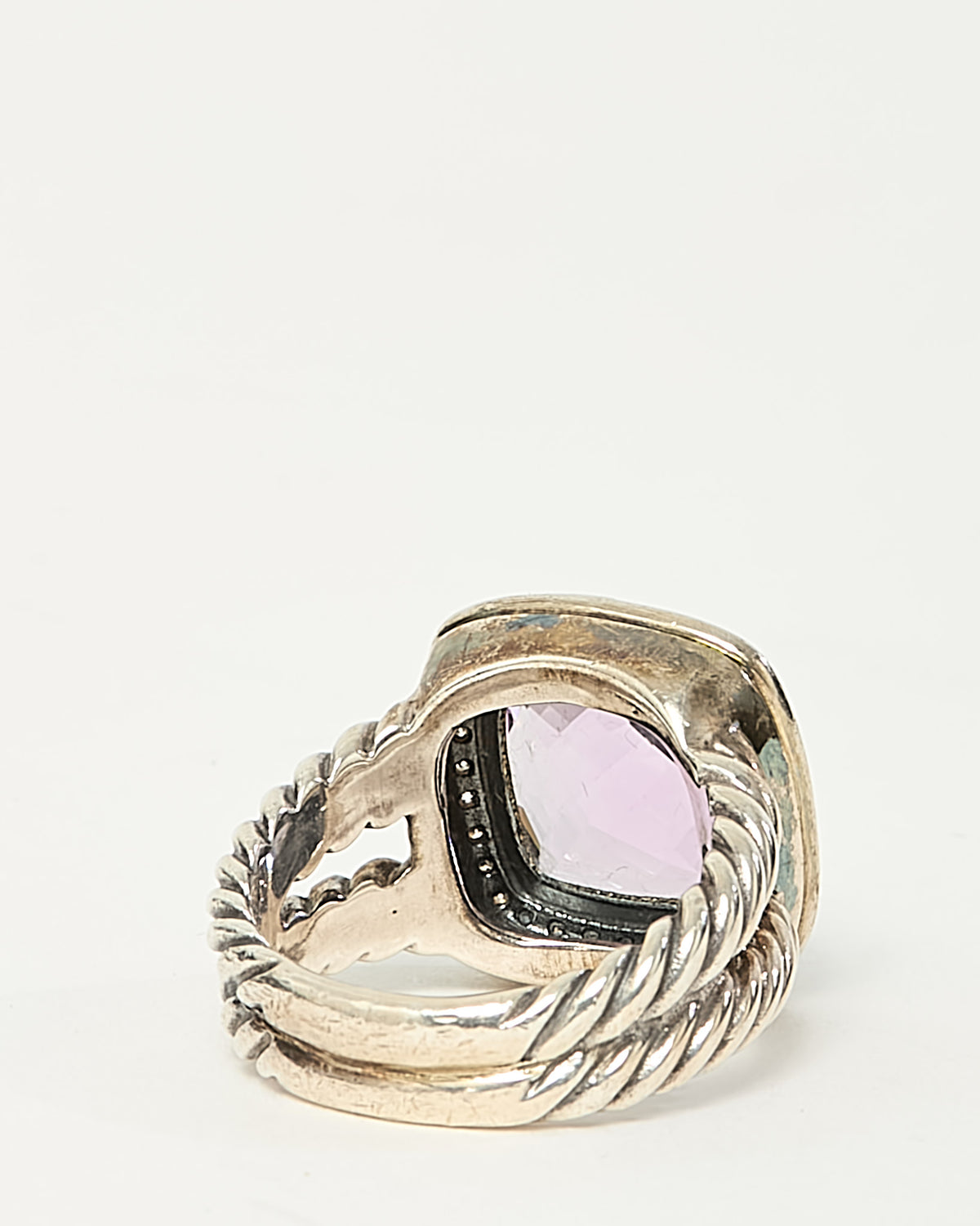 David Yurman Sterling Silver Amethyst and Diamond 11mm Albion Ring - 6