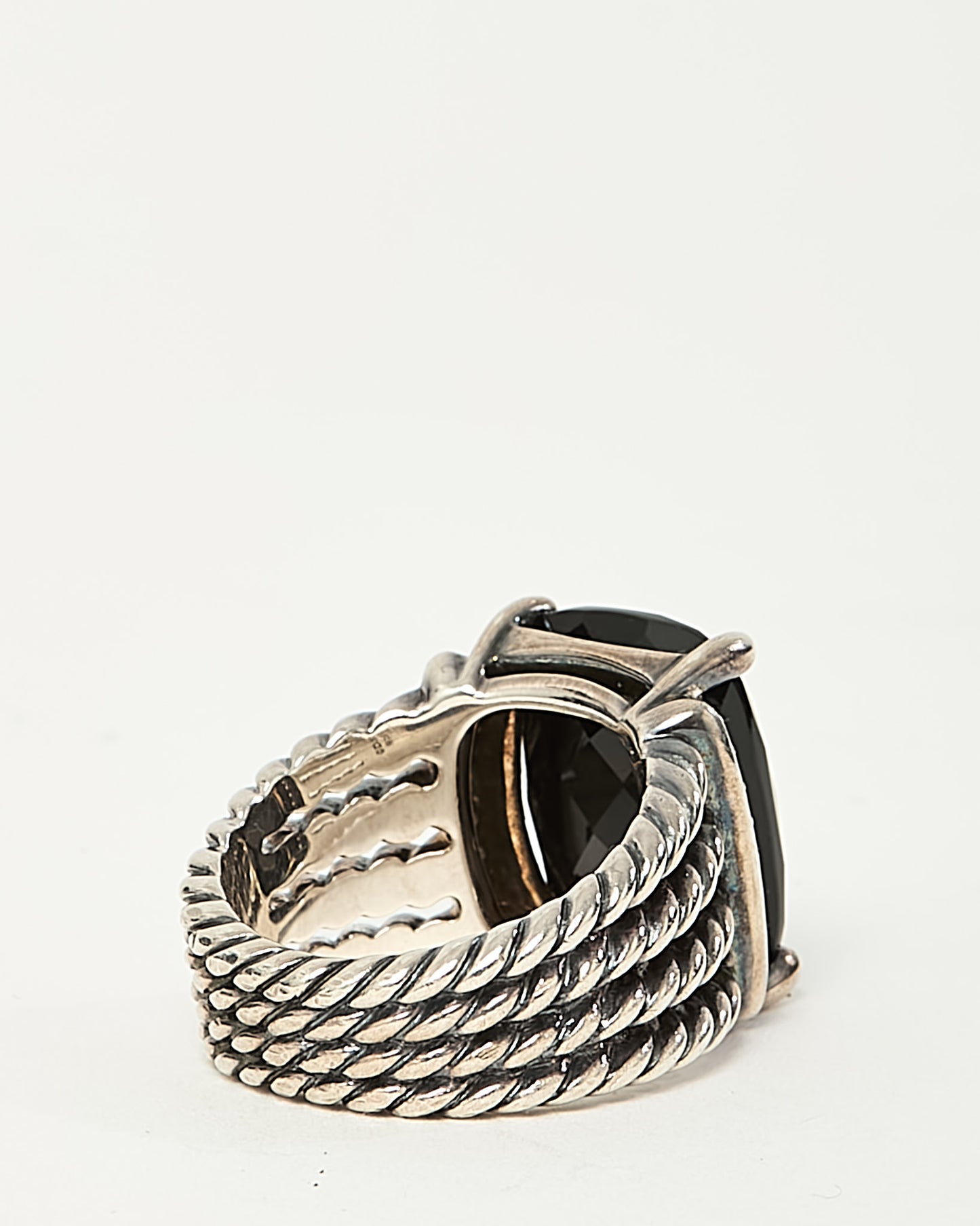 David Yurman Sterling Silver Black Onyx and Diamond Wheaton Ring - 6
