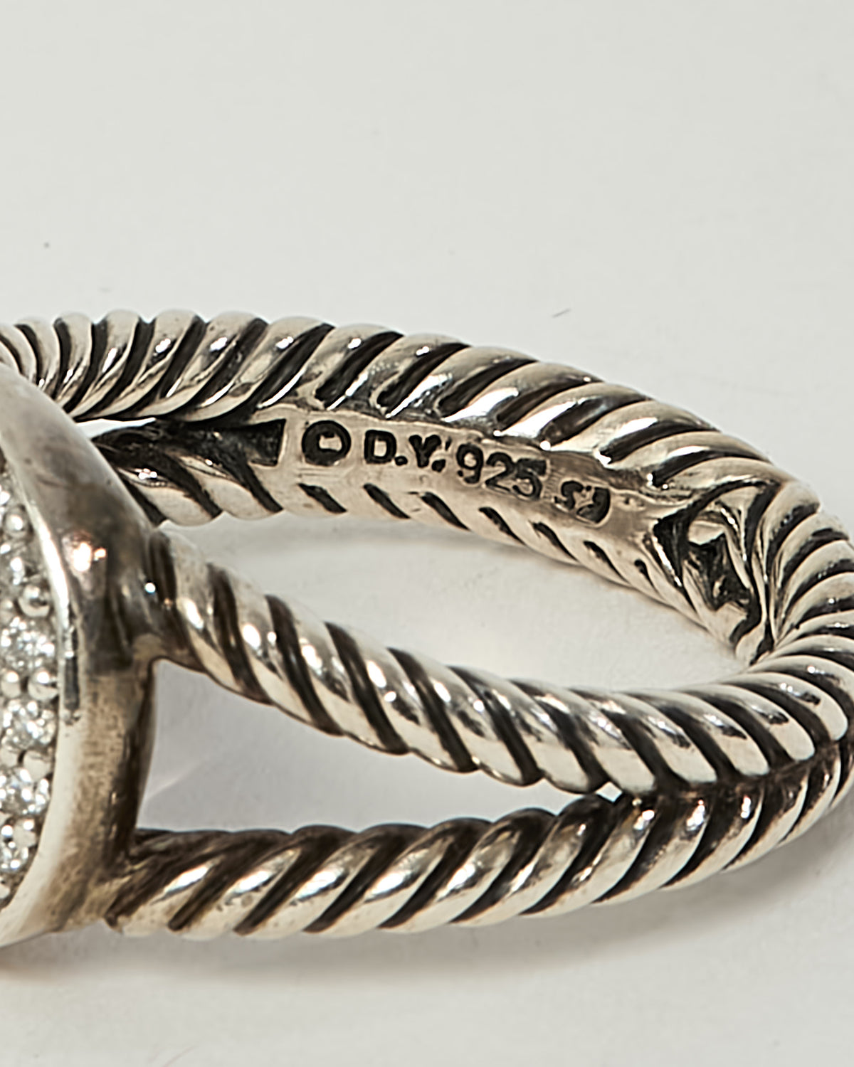 David Yurman Sterling Silver Pearl and Diamond Petite Cerise Ring - 6.5