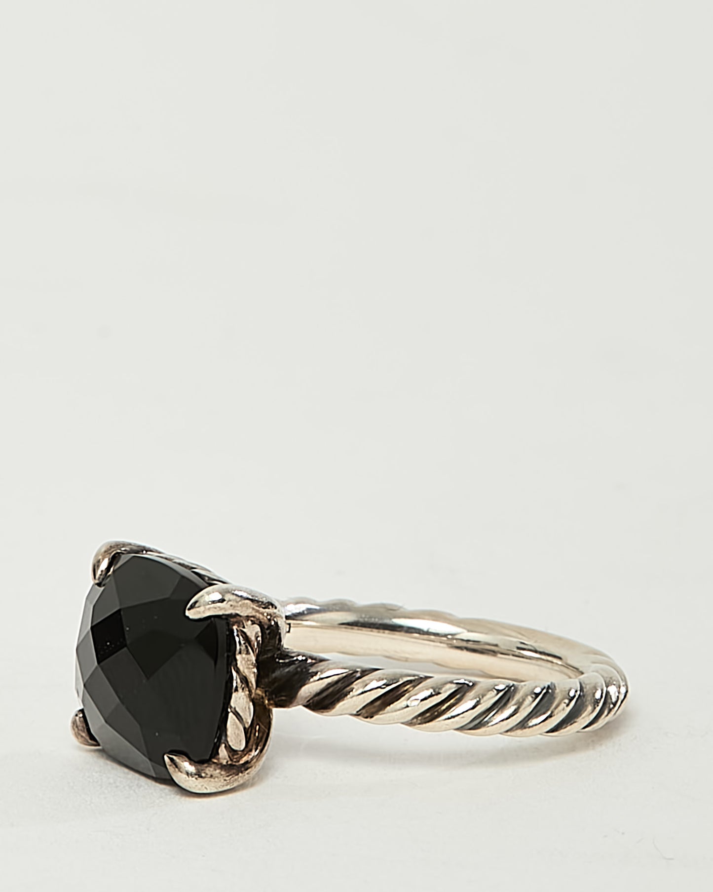 David Yurman Sterling Silver Black Onyx E/W Chatelaine Ring - 6