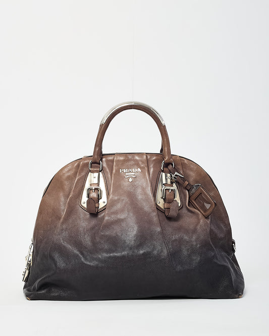 Prada Ardesia/Fumo 2-Tone Grey Glace Calfskin Leather Large Bauletto Bag BL0423