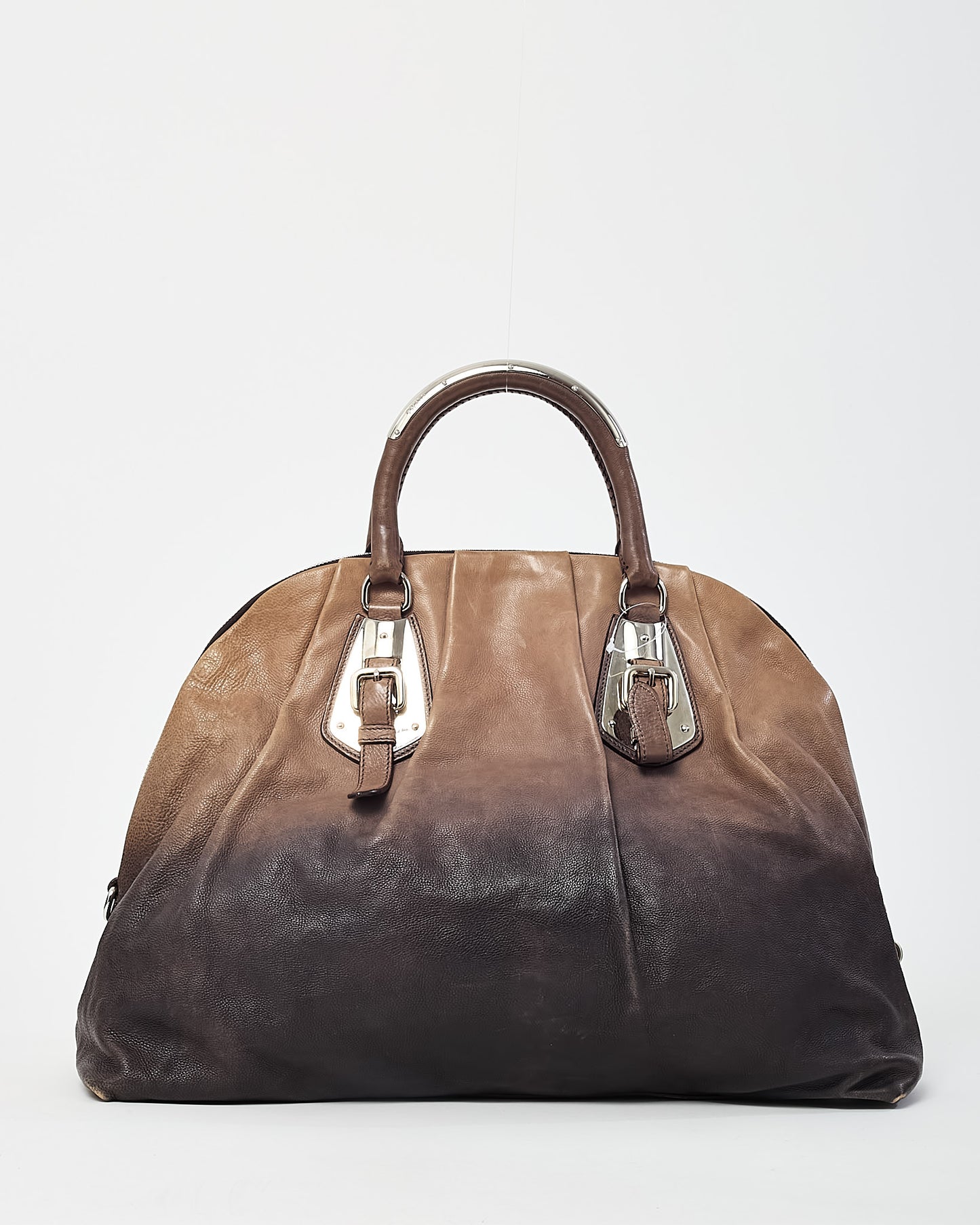 Prada Ardesia/Fumo 2-Tone Grey Glace Calfskin Leather Large Bauletto Bag BL0423