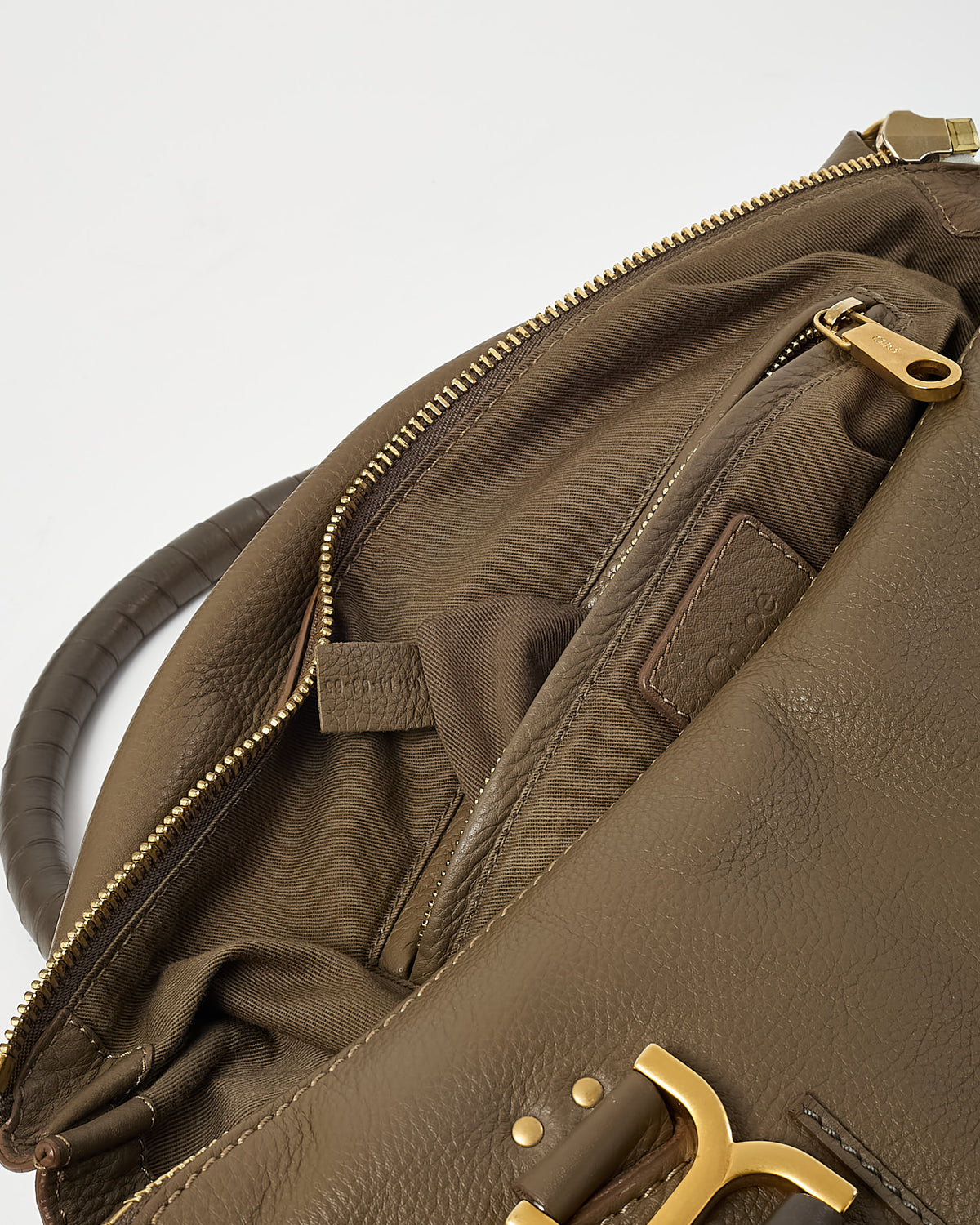 Chloé Khaki Leather Large Marcie Hobo Shoulder Bag