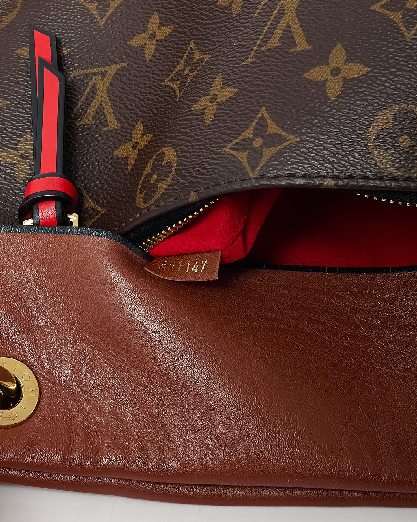 Louis Vuitton Brown Leather and Monogram Coated Canvas Tuileries Besace Bag with Strap