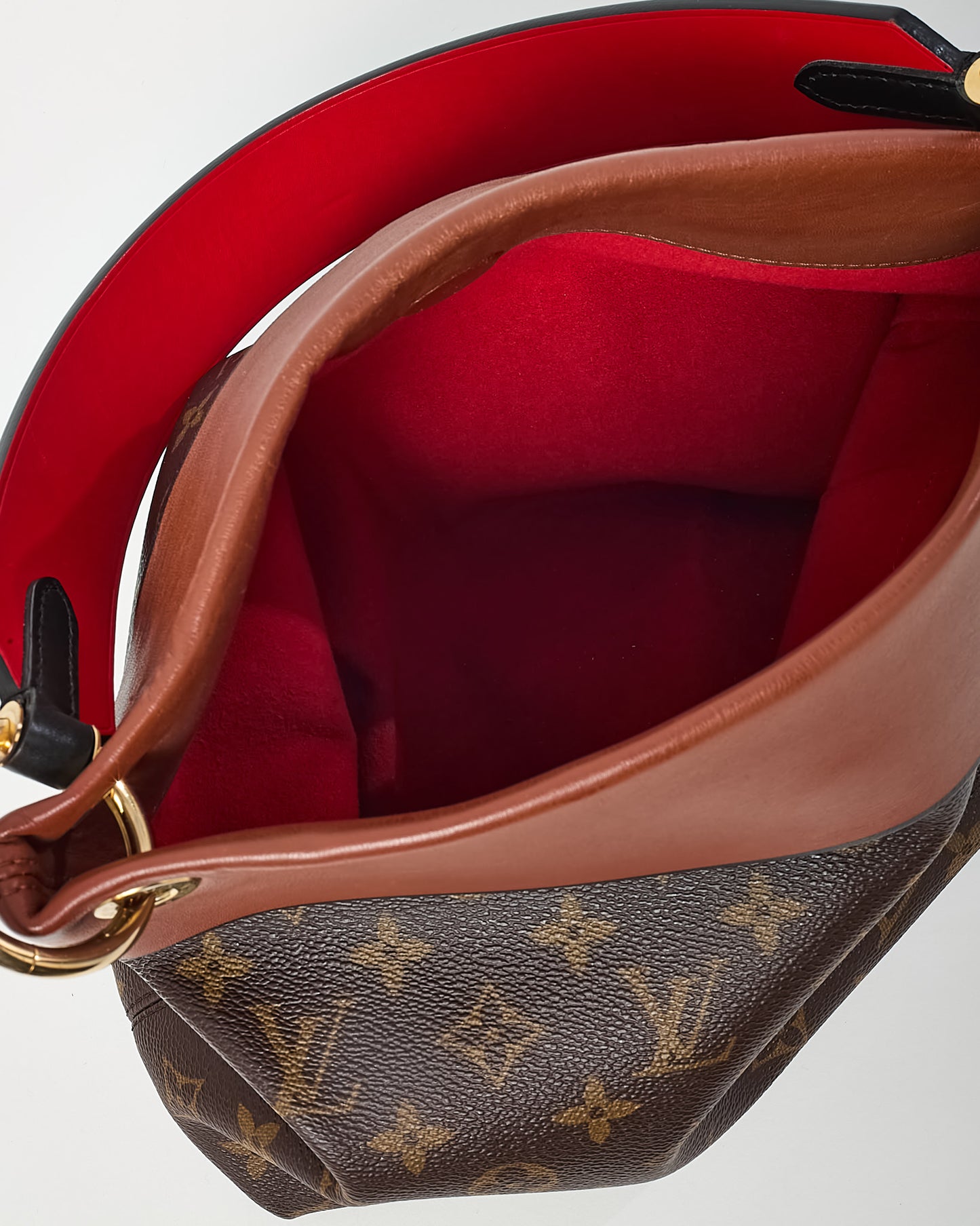 Louis Vuitton Brown Leather and Monogram Coated Canvas Tuileries Besace Bag with Strap