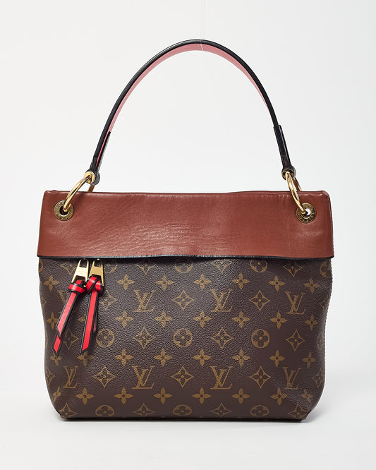 Louis Vuitton Brown Leather and Monogram Coated Canvas Tuileries Besace Bag with Strap