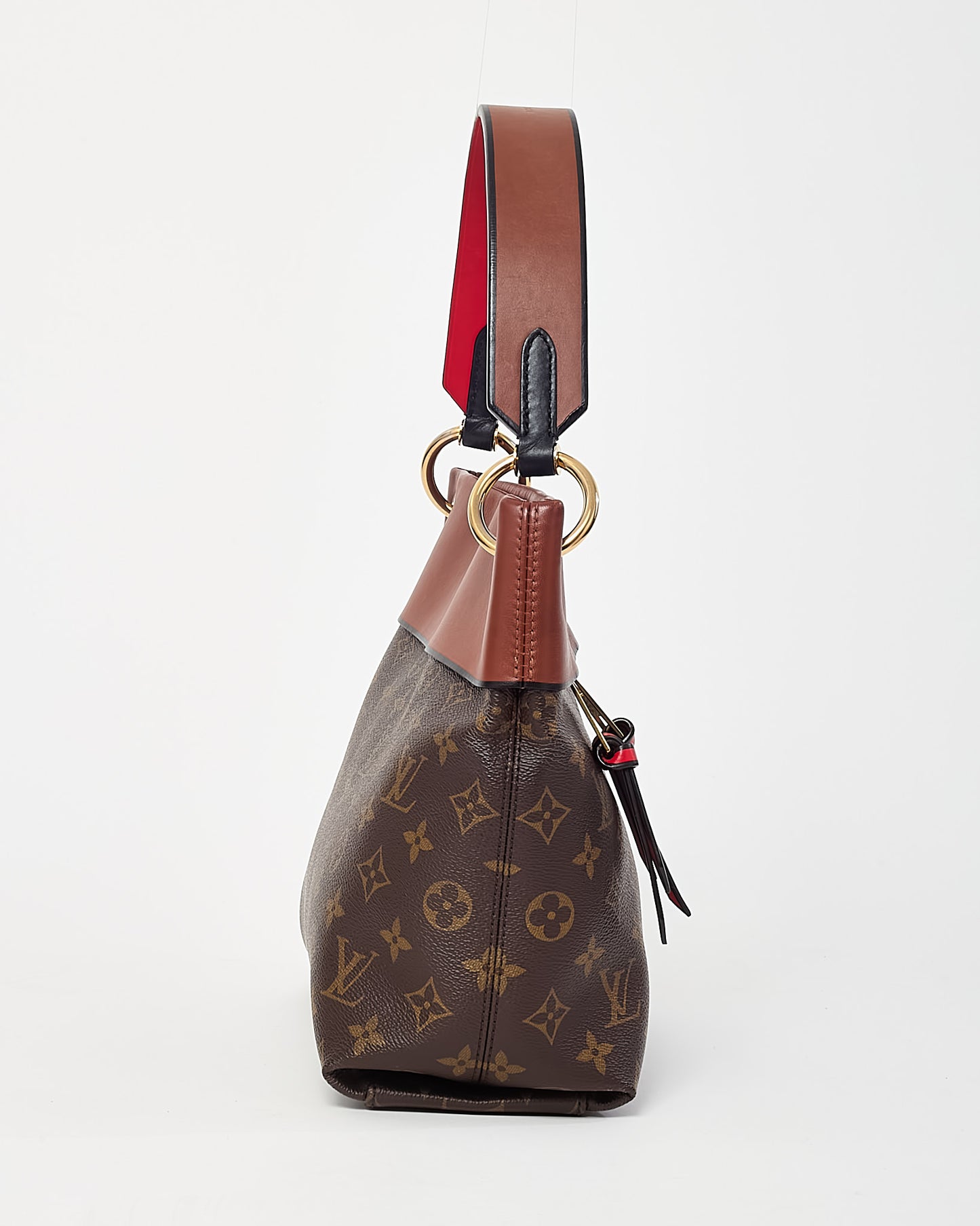 Louis Vuitton Brown Leather and Monogram Coated Canvas Tuileries Besace Bag with Strap