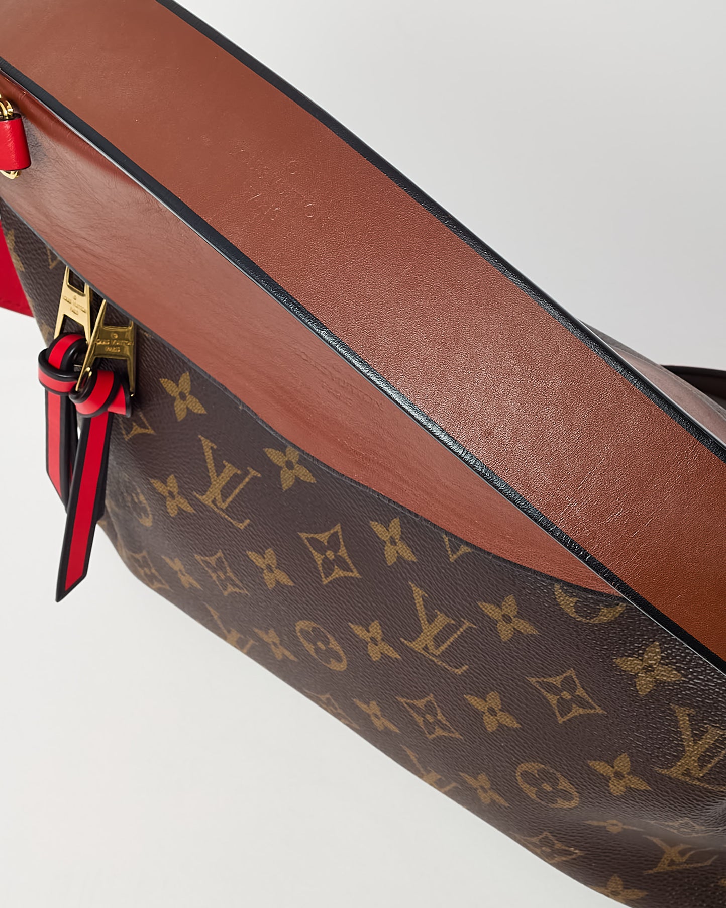 Louis Vuitton Brown Leather and Monogram Coated Canvas Tuileries Besace Bag with Strap