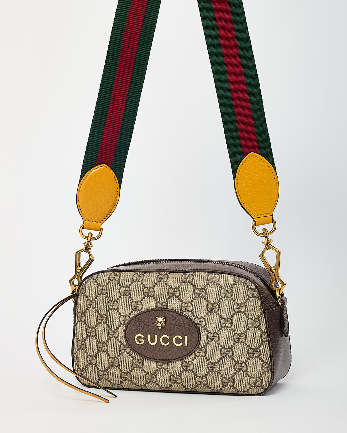 Gucci Beige and Brown GG Supreme Monogram Canvas Neo Vintage Web Camera Bag