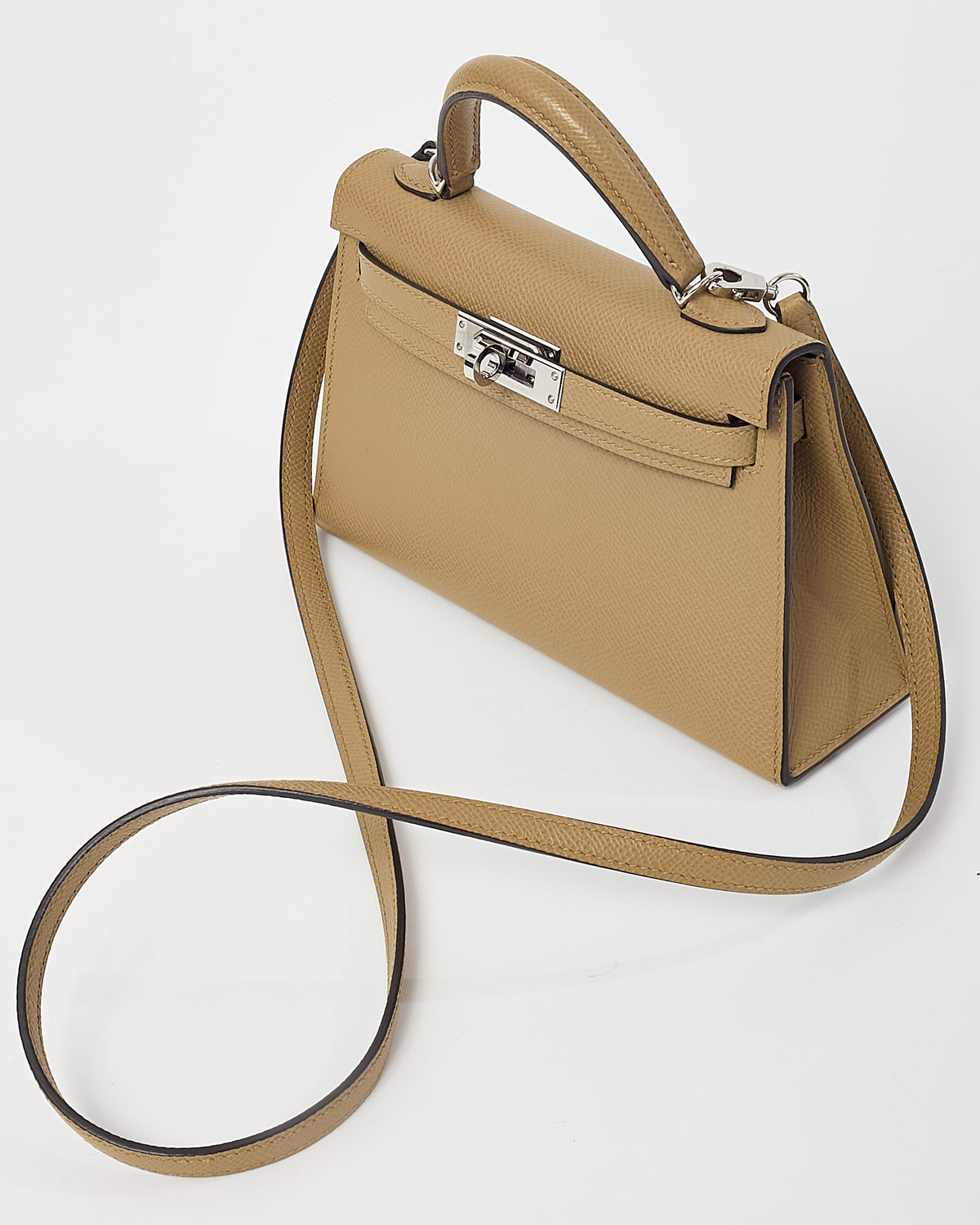 Hermès Poussiere Epsom Leather Mini Kelly II Sellier Handbag PHW