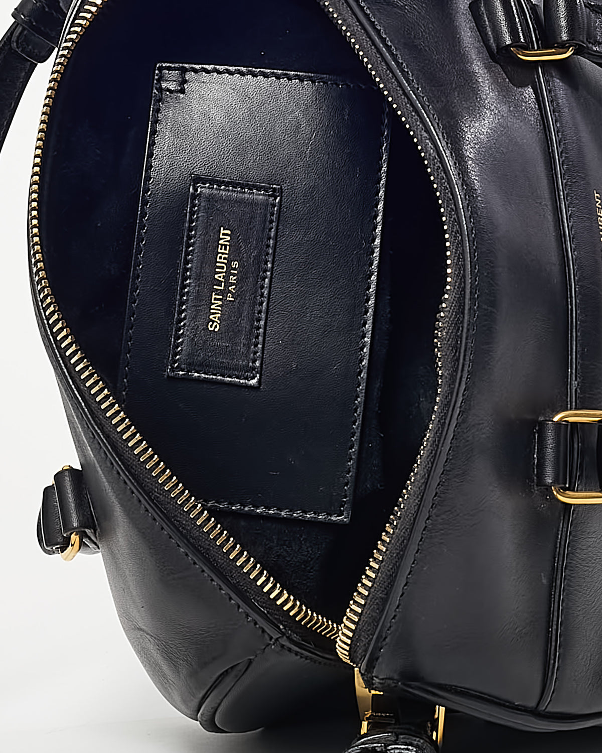 Saint Laurent Black Calfskin Leather Classic Baby Duffle Bag with Strap