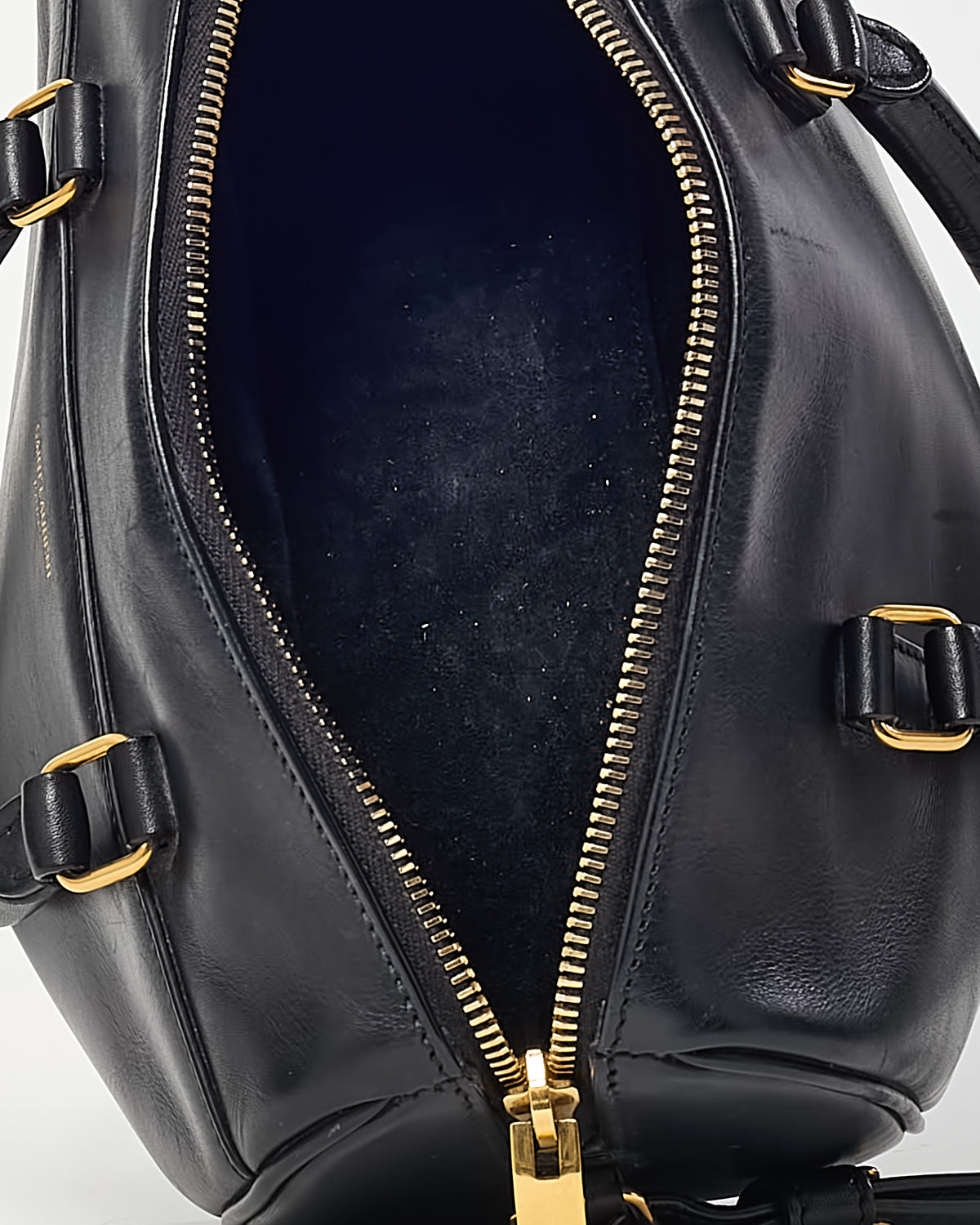 Saint Laurent Black Calfskin Leather Classic Baby Duffle Bag with Strap