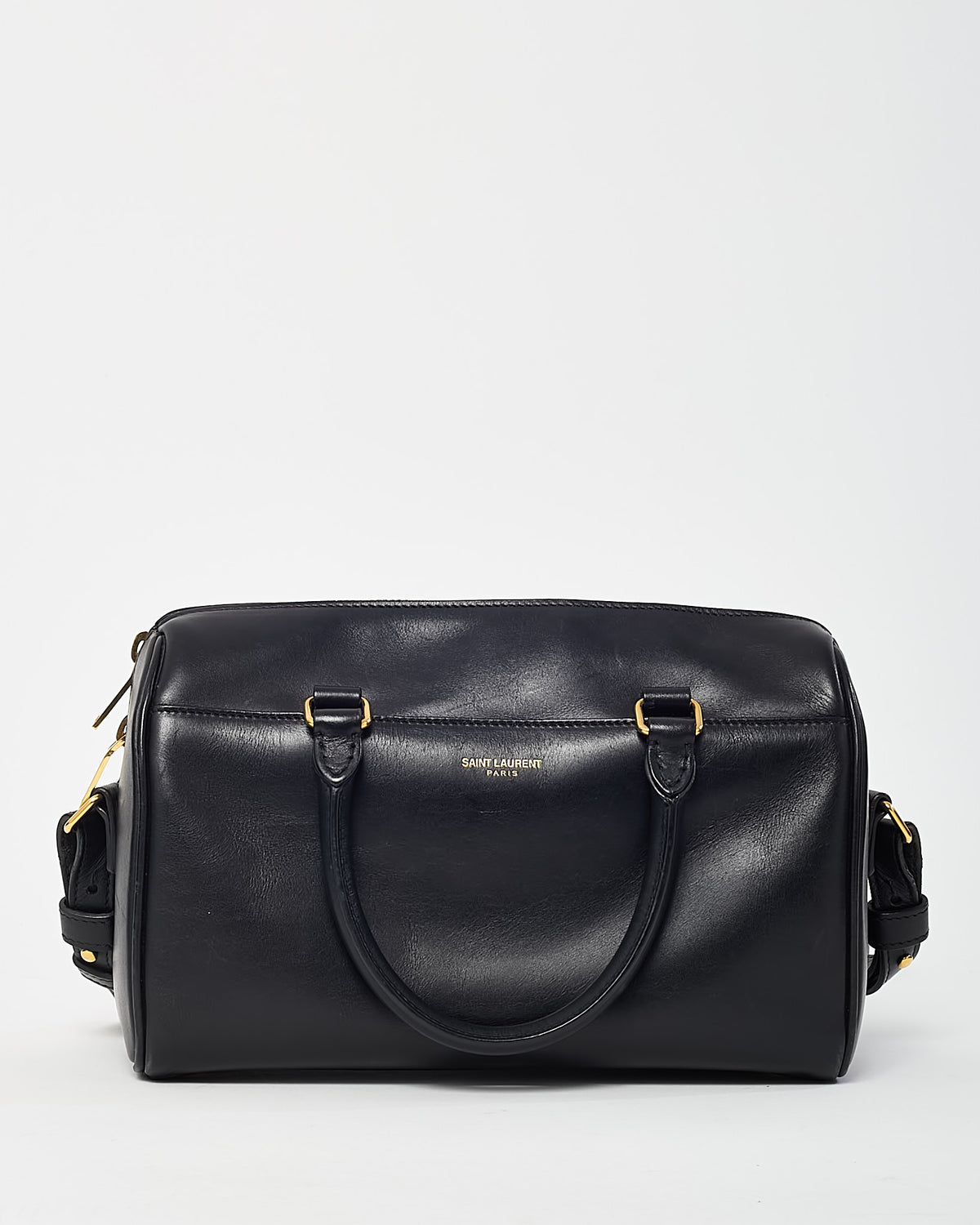 Saint Laurent Black Calfskin Leather Classic Baby Duffle Bag with Strap