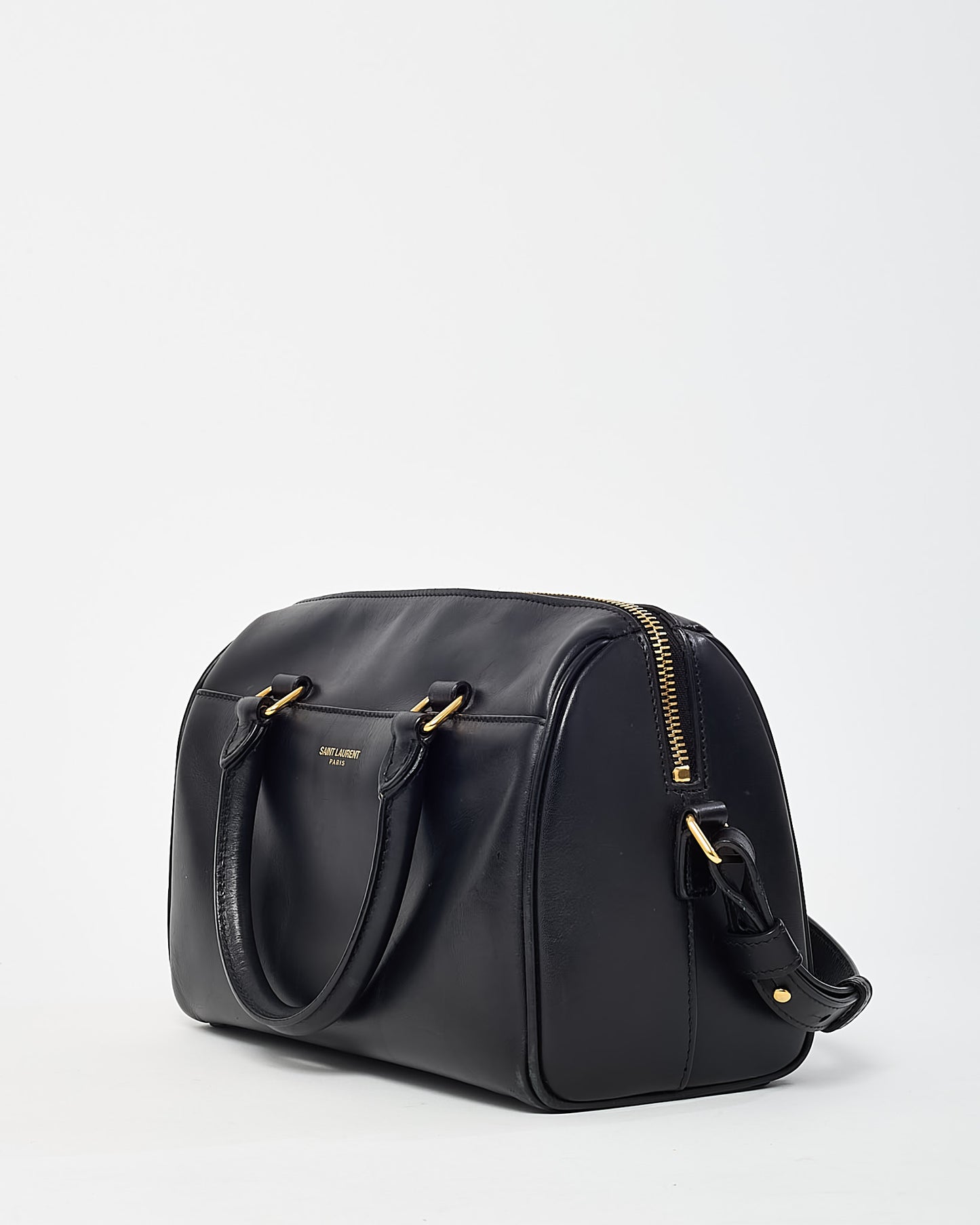 Saint Laurent Black Calfskin Leather Classic Baby Duffle Bag with Strap