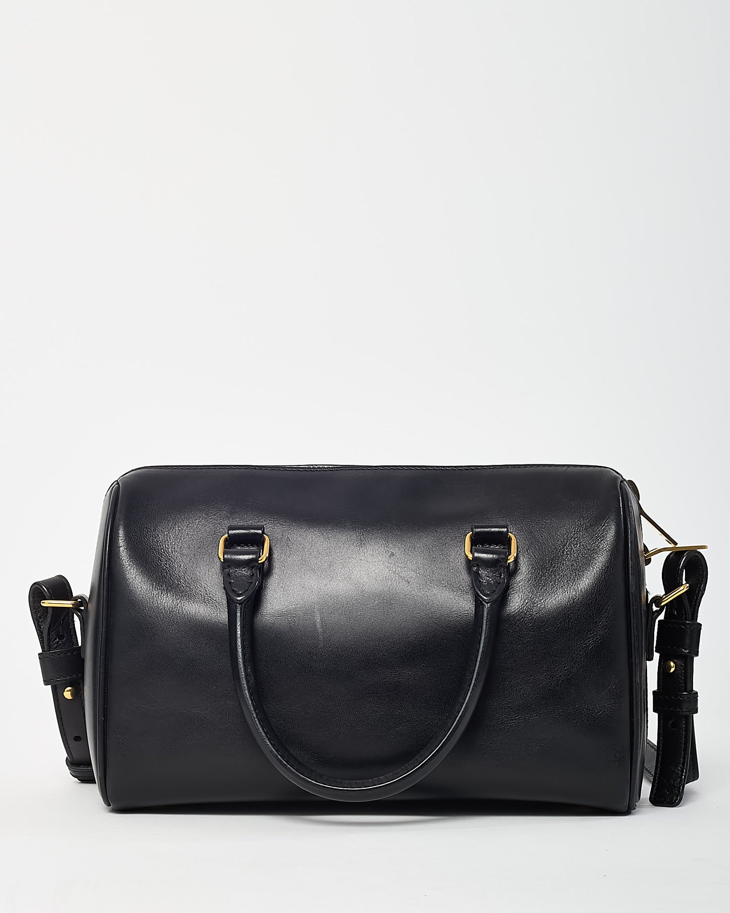 Saint Laurent Black Calfskin Leather Classic Baby Duffle Bag with Strap