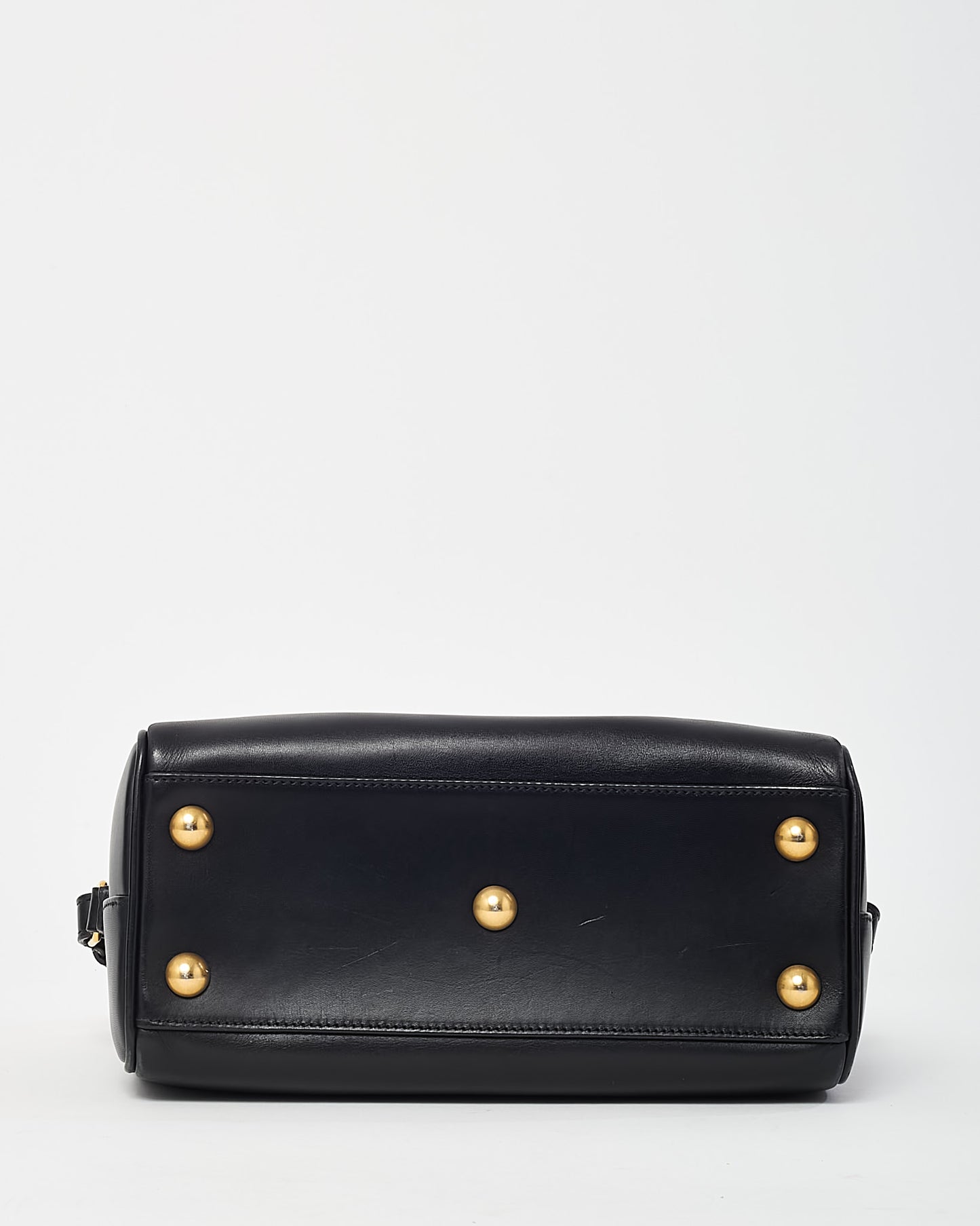 Saint Laurent Black Calfskin Leather Classic Baby Duffle Bag with Strap