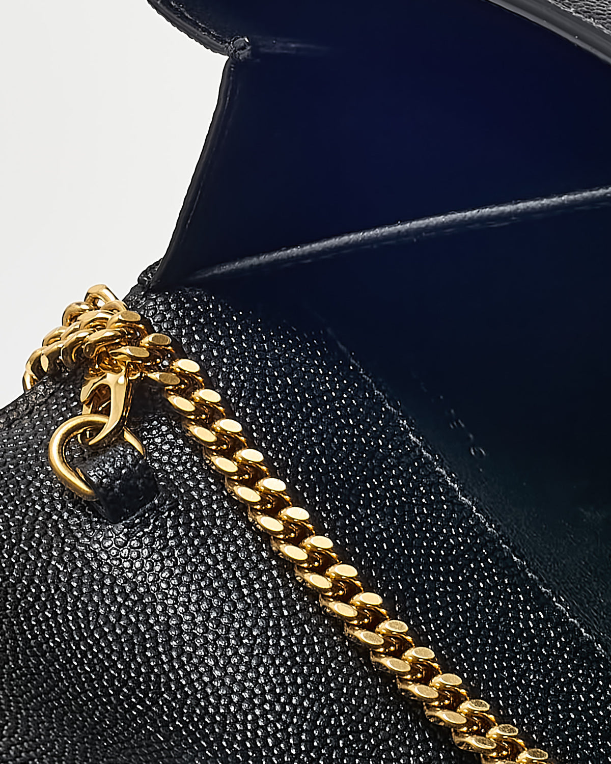Saint Laurent Black Grain de Poudre Leather YSL Uptown WOC Chain Wallet Crossbody GHW
