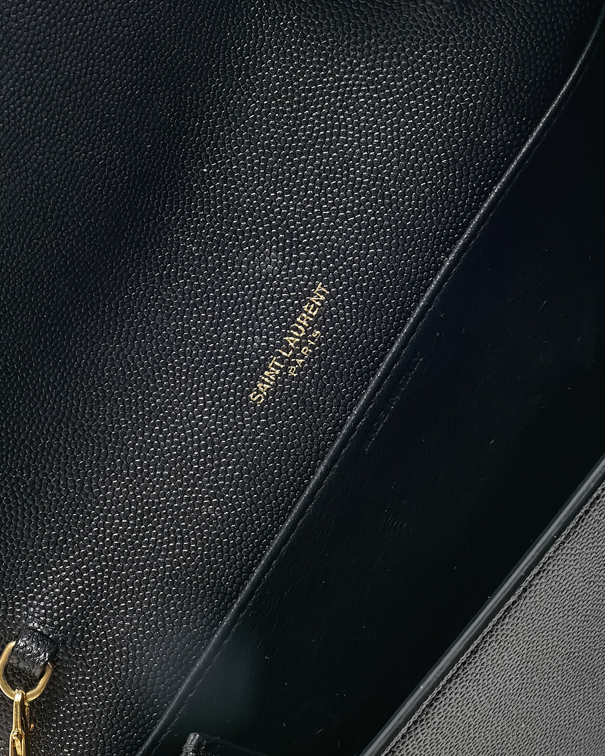 Saint Laurent Black Grain de Poudre Leather YSL Uptown WOC Chain Wallet Crossbody GHW