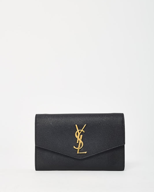 Saint Laurent Black Grain de Poudre Leather YSL Uptown WOC Chain Wallet Crossbody GHW