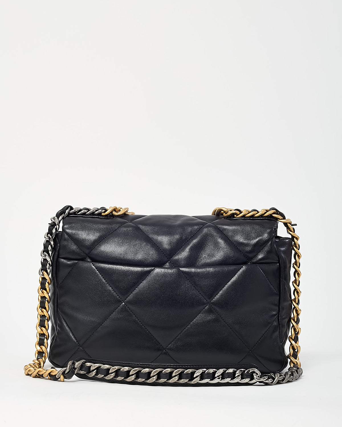 Chanel Black Quilted Shiny Lambskin Leather Large Chanel 19 Bag