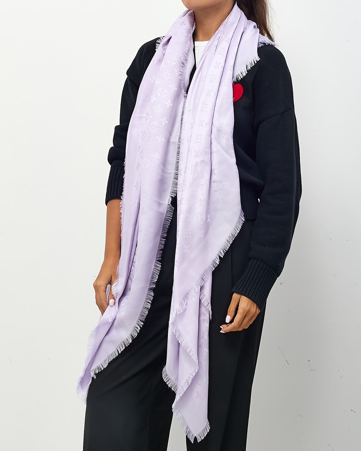 Louis Vuitton Lilac Purple Silk and Wool Blend Monogram Classic Shawl Scarf