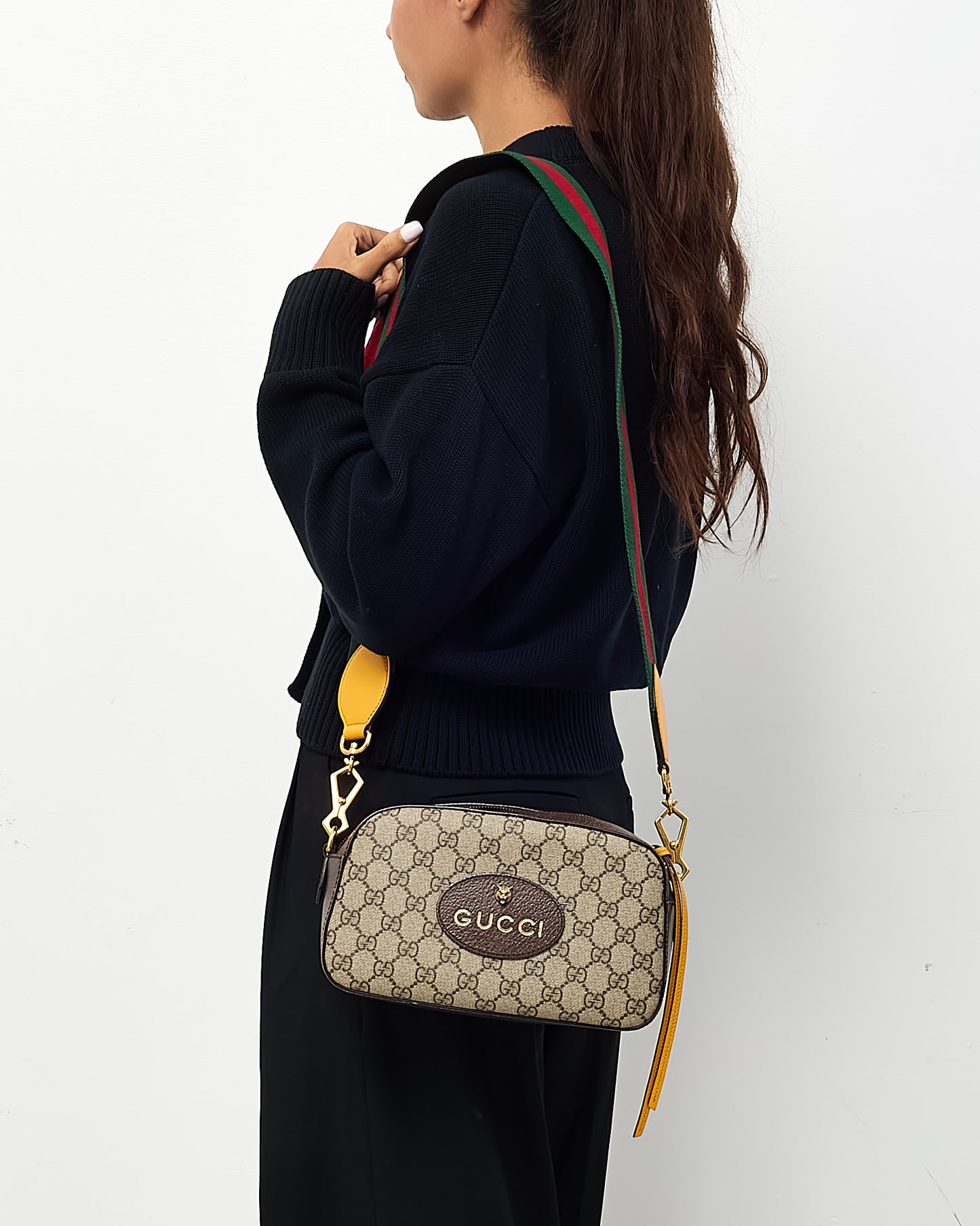 Gucci Beige and Brown GG Supreme Monogram Canvas Neo Vintage Web Camera Bag