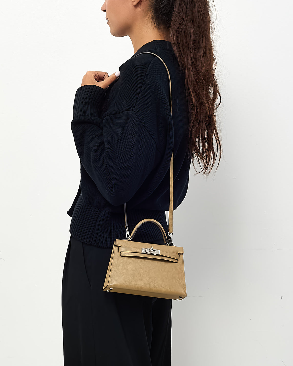 Hermès Poussiere Epsom Leather Mini Kelly II Sellier Handbag PHW