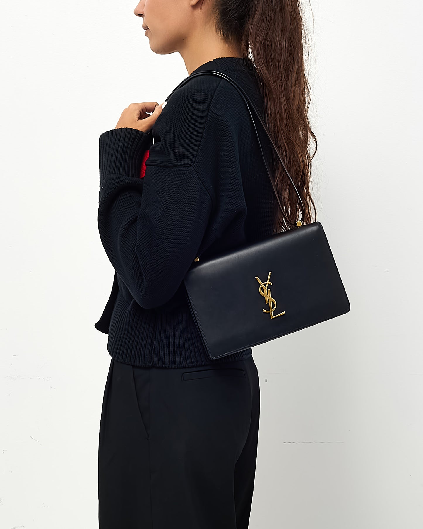 Saint Laurent Black Calfskin Leather GHW YSL Small Dylan Flap Shoulder Bag