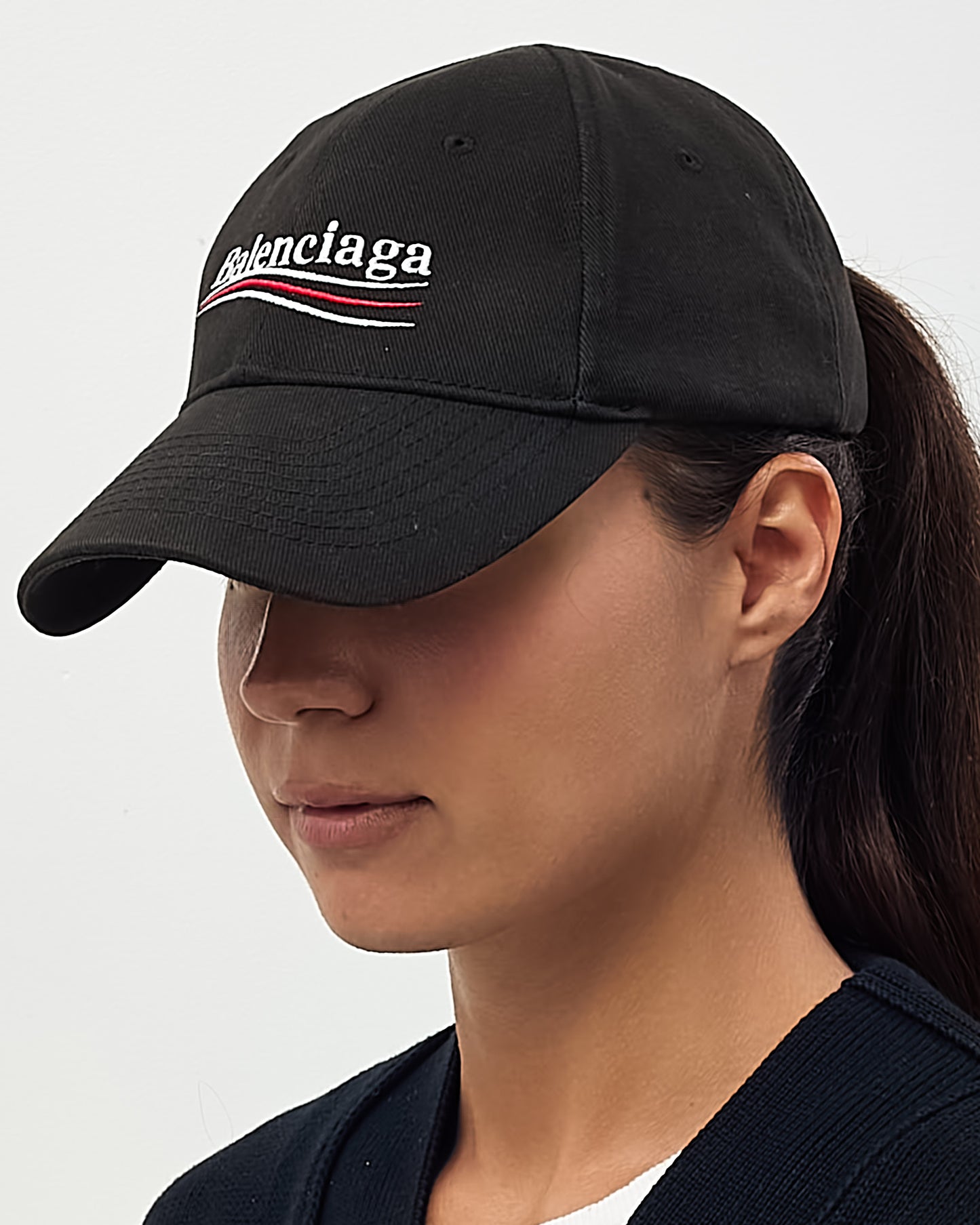 Balenciaga Black Cotton Political Campaign Logo Baseball Cap - 58/L