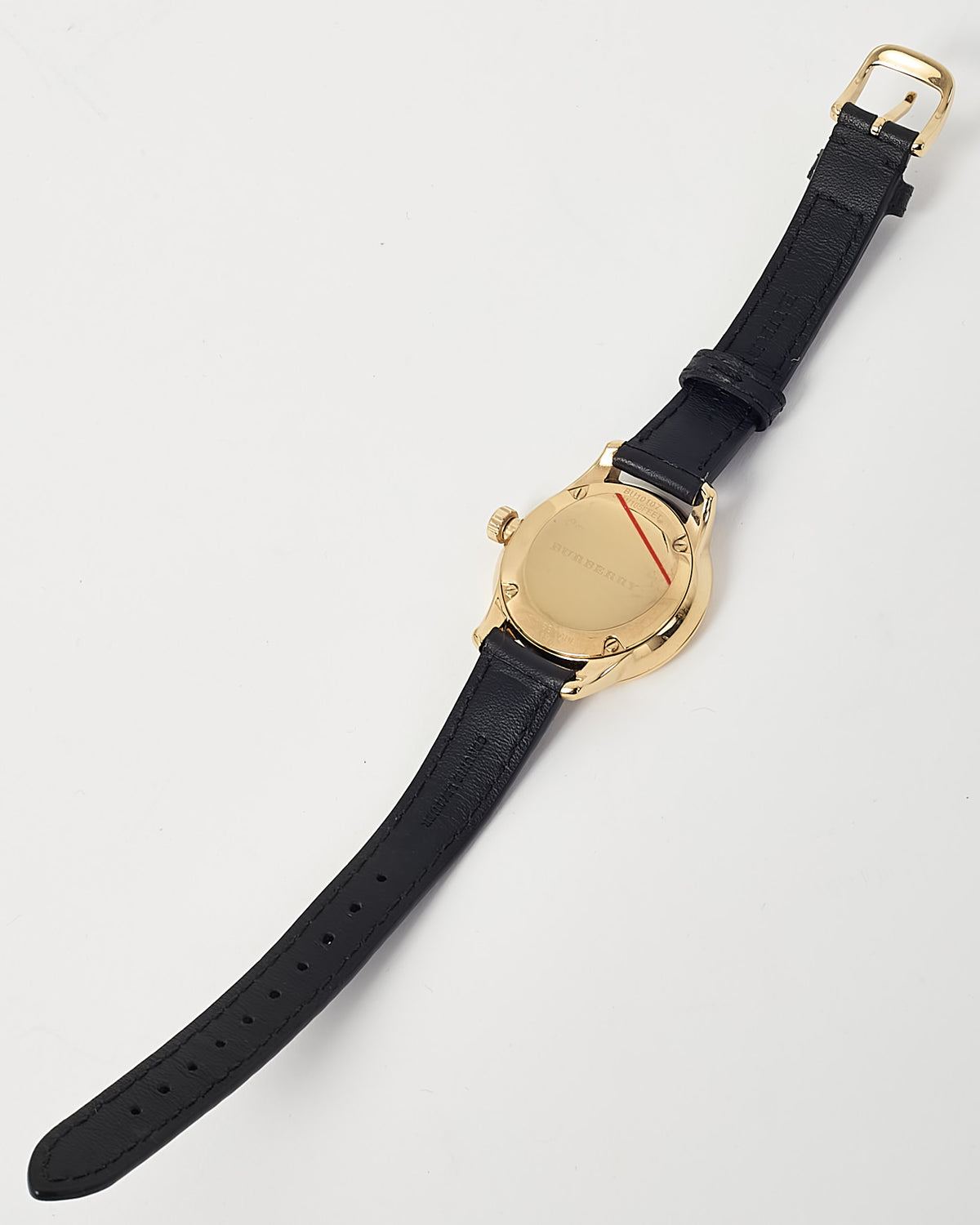 Burberry Gold Stainless Steel with Black Leather The Classic Round BU10107 Watch