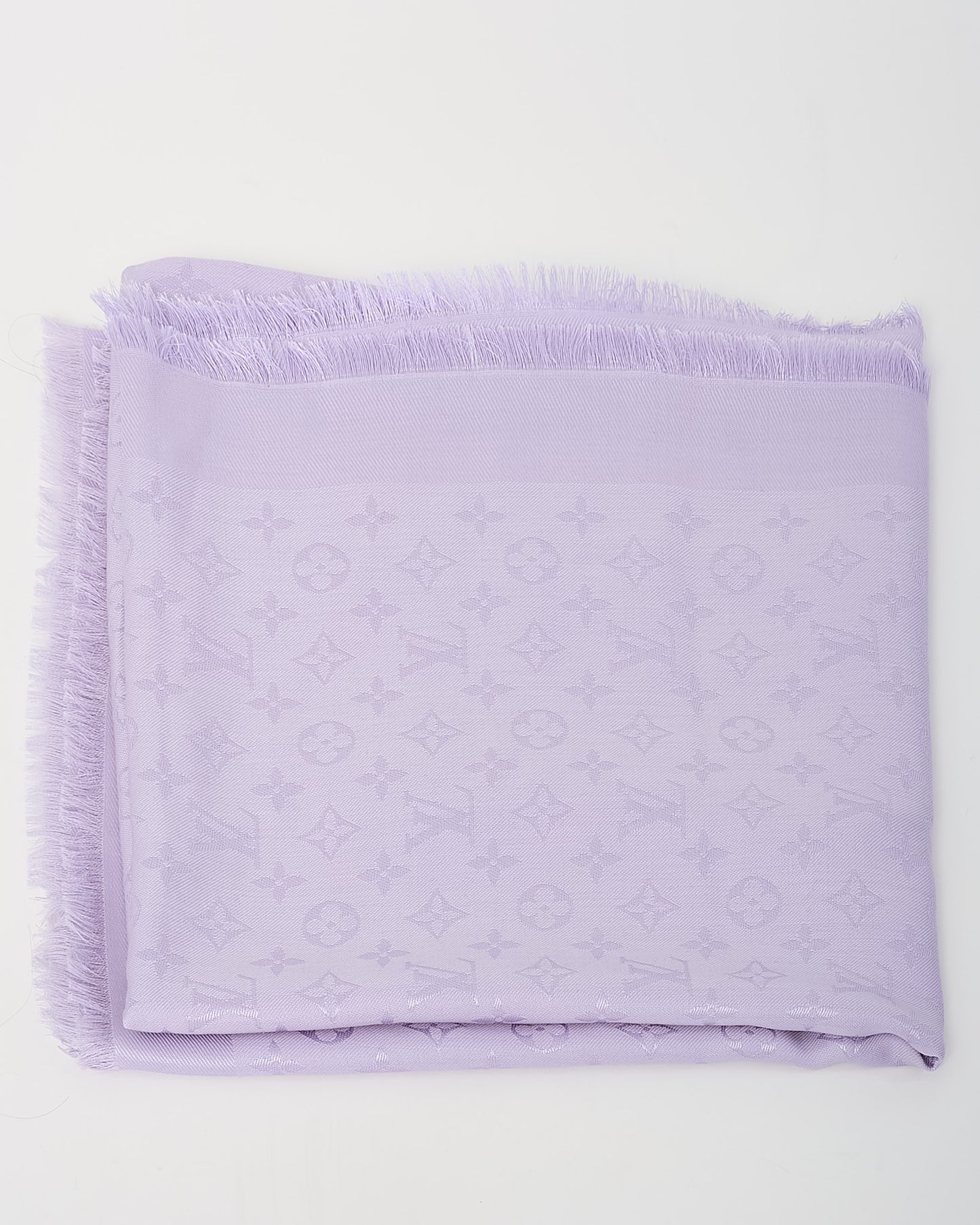 Louis Vuitton Lilac Purple Silk and Wool Blend Monogram Classic Shawl Scarf