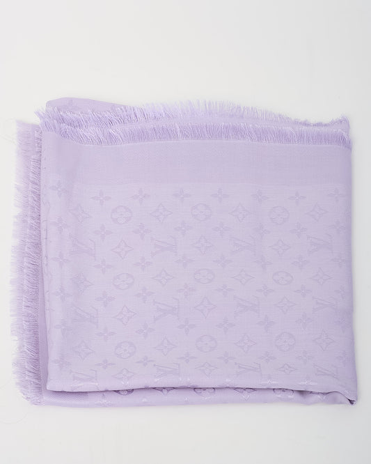 Louis Vuitton Lilac Purple Silk and Wool Blend Monogram Classic Shawl Scarf