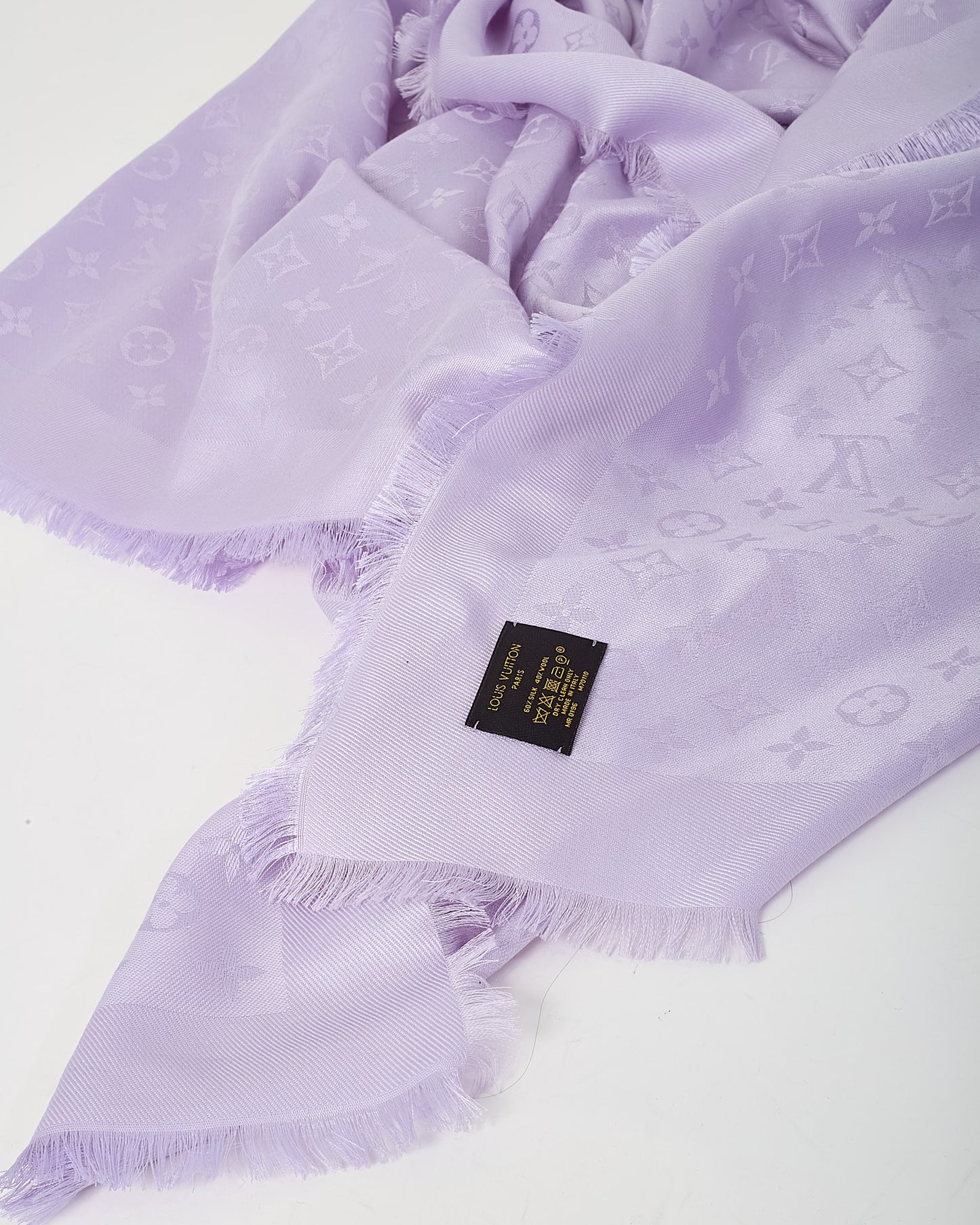 Louis Vuitton Lilac Purple Silk and Wool Blend Monogram Classic Shawl Scarf