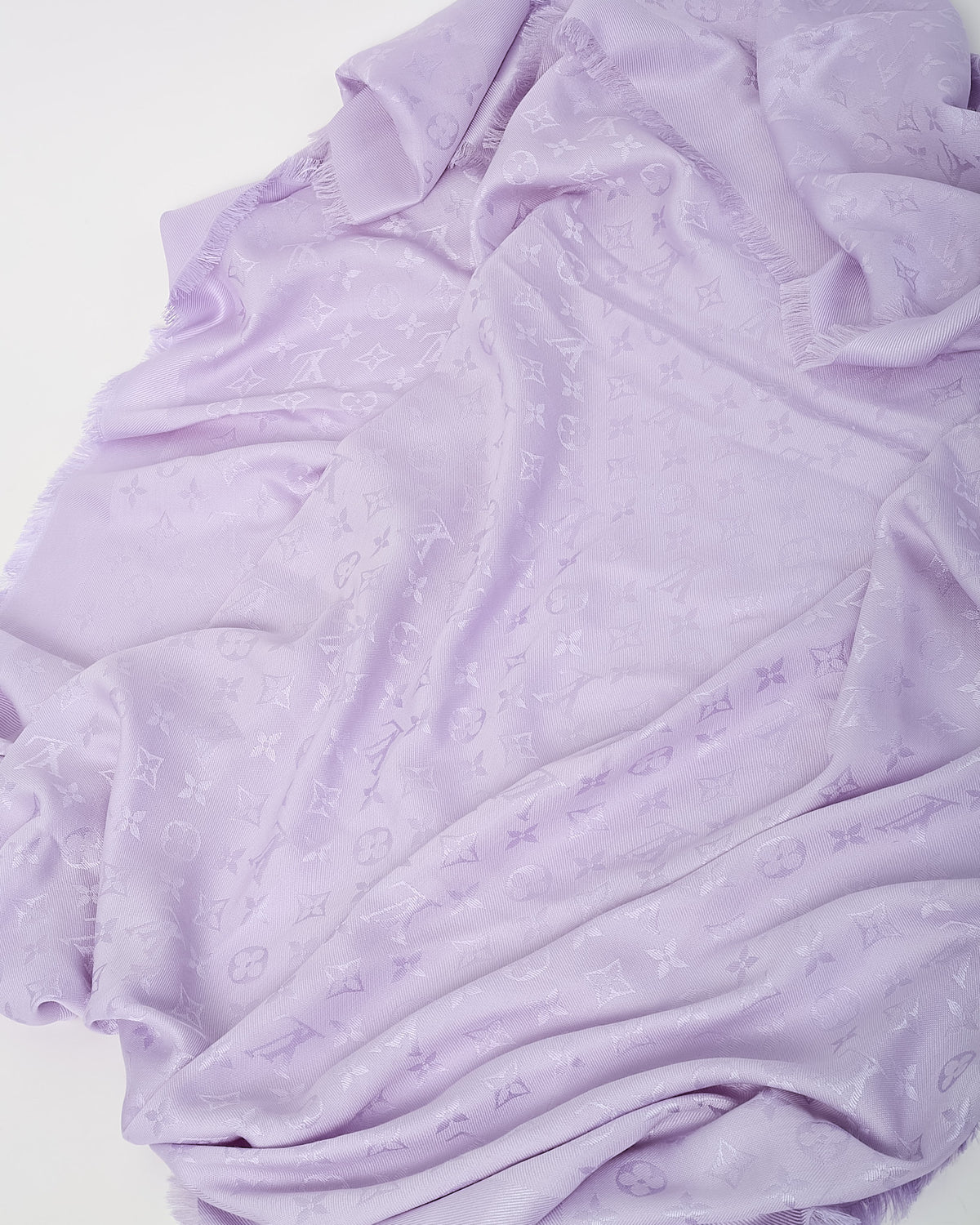 Louis Vuitton Lilac Purple Silk and Wool Blend Monogram Classic Shawl Scarf