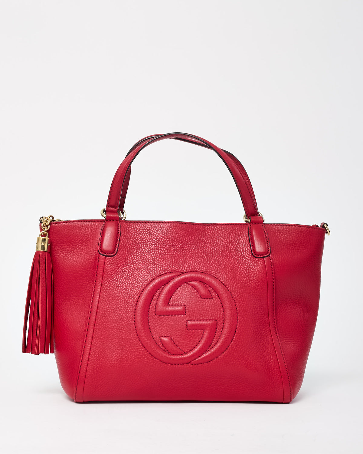Gucci Red Leather Small Interlocking G Soho Cellarius 2Way Tote Bag
