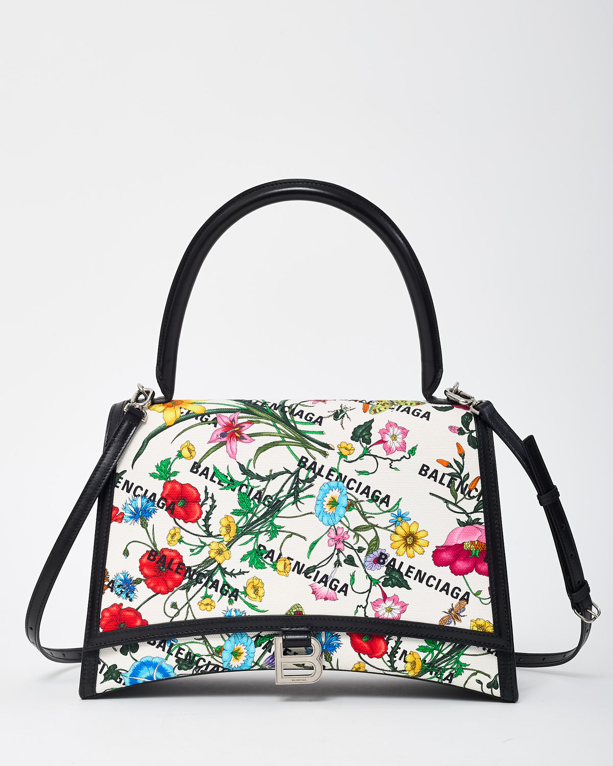 Gucci x Balenciaga The Hacker Project Multicolor Floral Printed Canvas/Leather Medium Hourglass XS Bag