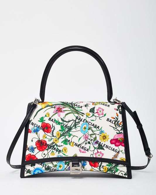 Gucci x Balenciaga The Hacker Project Multicolor Floral Printed Canvas/Leather Medium Hourglass XS Bag