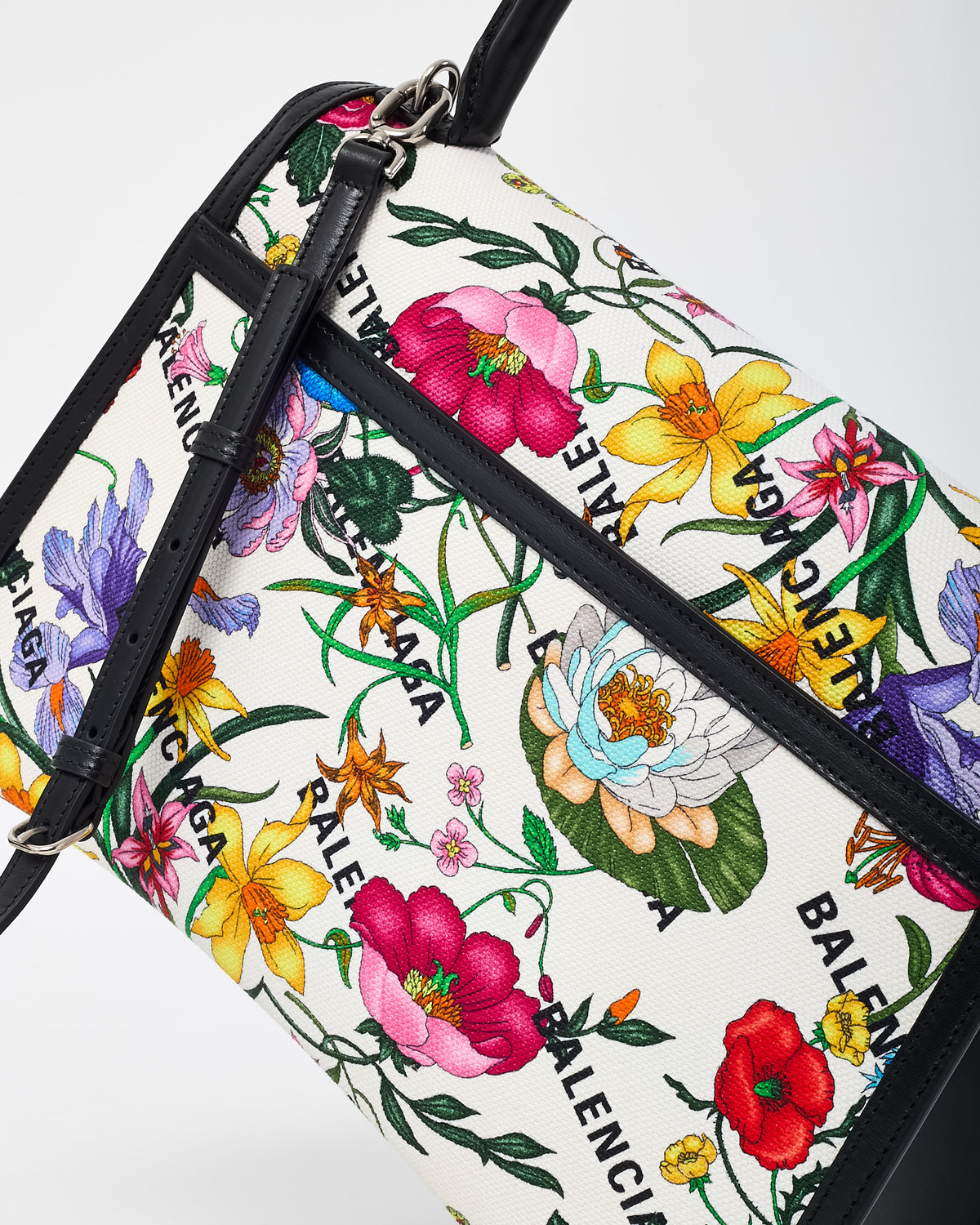 Gucci x Balenciaga The Hacker Project Multicolor Floral Printed Canvas/Leather Medium Hourglass XS Bag