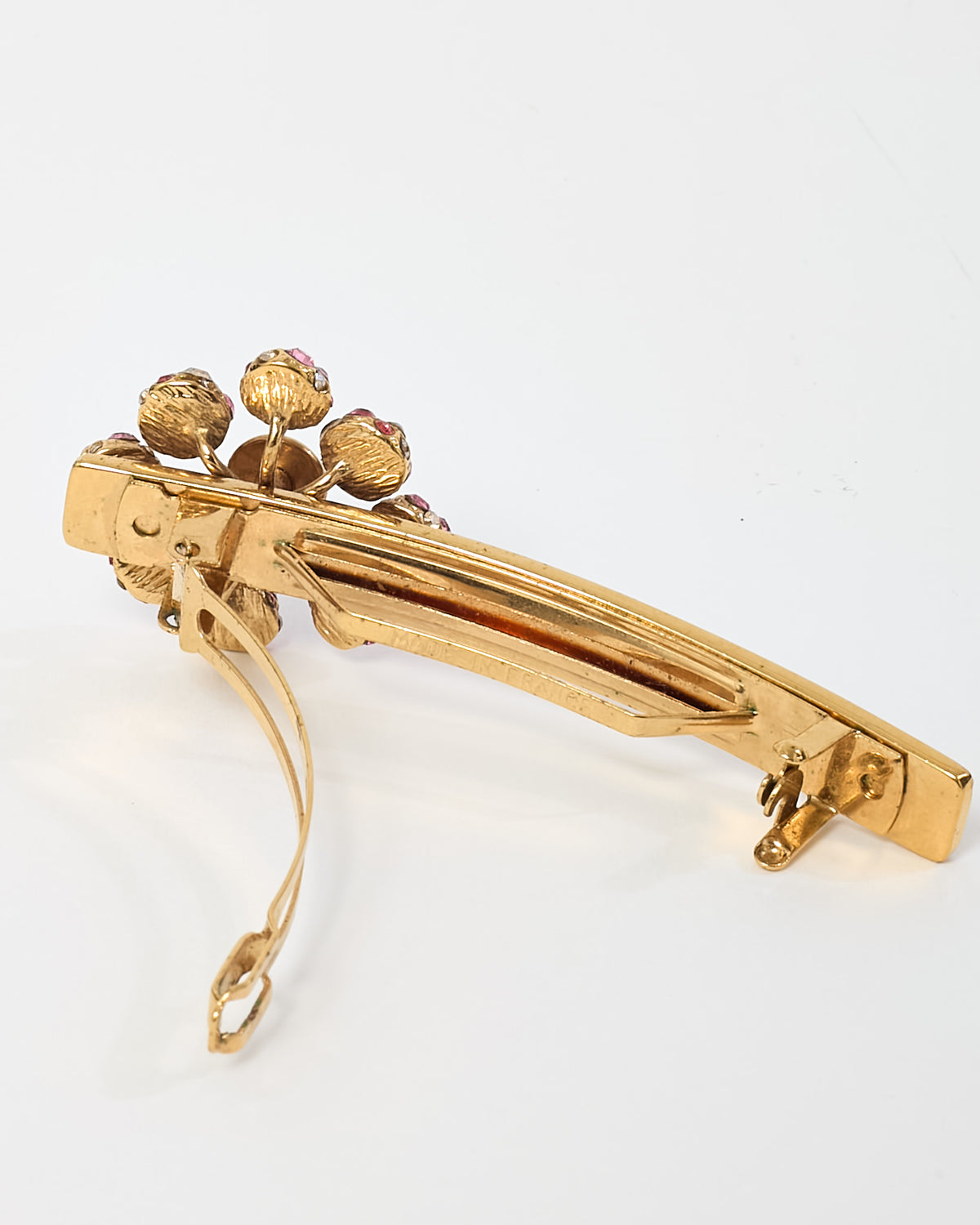 Louis Vuitton Gold Metal & Red/Pink Swarovski Crystal Flower Hair Clip