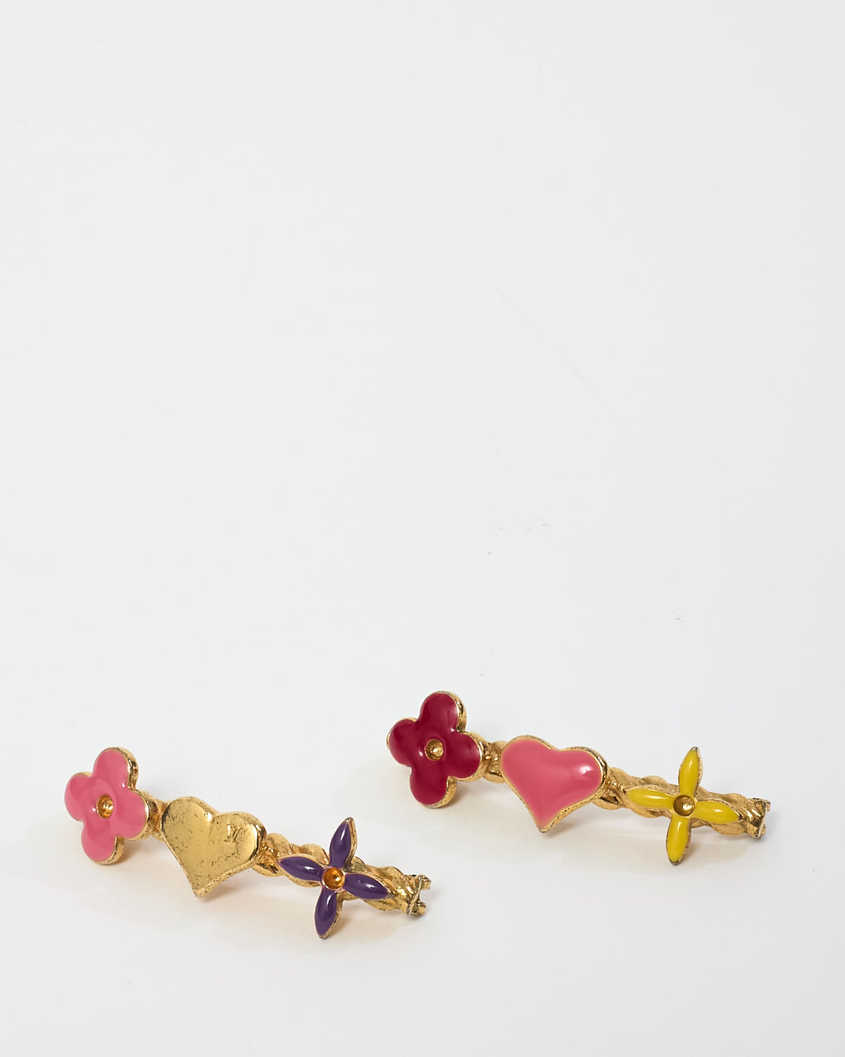 Louis Vuitton Gold Metal & Multicolor Resin Sweet Barrettes