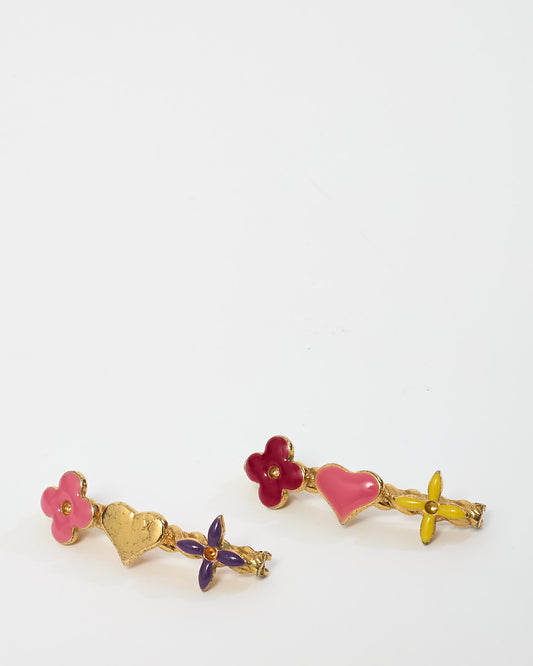 Louis Vuitton Gold Metal & Multicolor Resin Sweet Barrettes