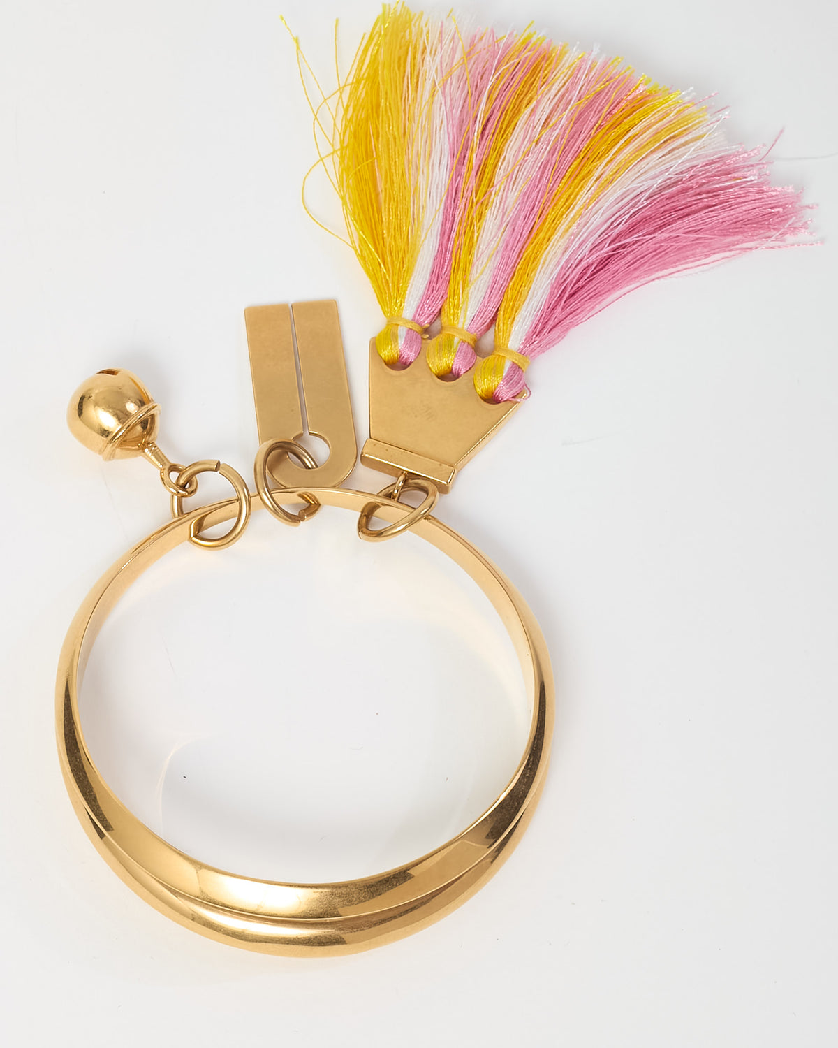 Chloé Gold Brass Fringe Tassel Bangle Bracelet - S/M