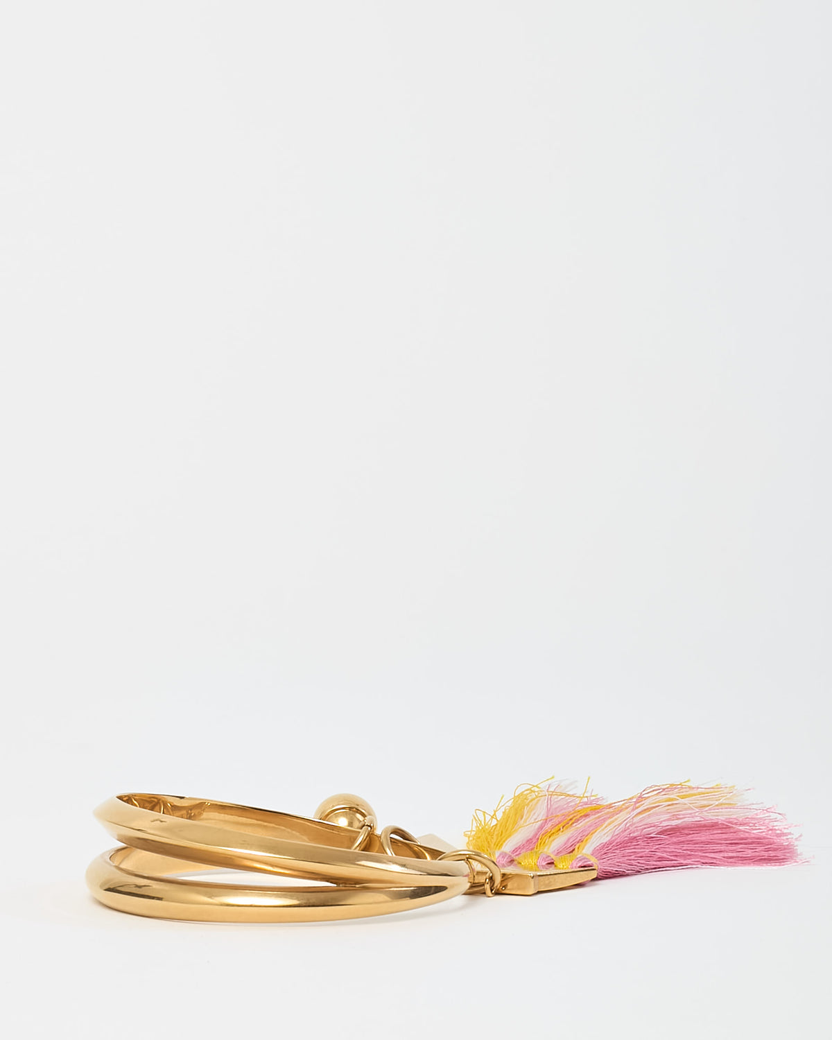 Chloé Gold Brass Fringe Tassel Bangle Bracelet - S/M